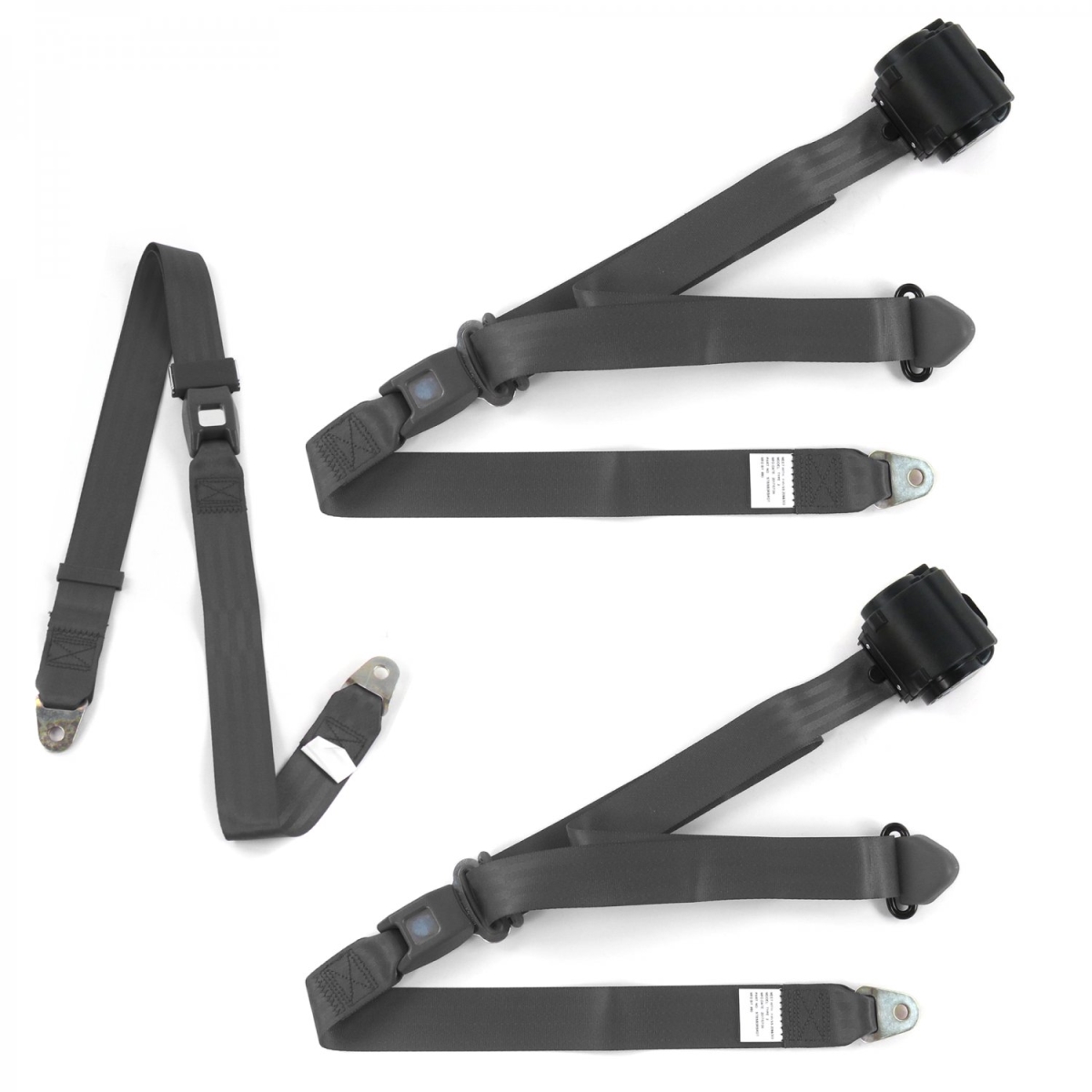 Jeep Gladiator 1962-1988 Standard 3 Point Charcoal Retractable Bench Seat Belt Kit - 3 Belts