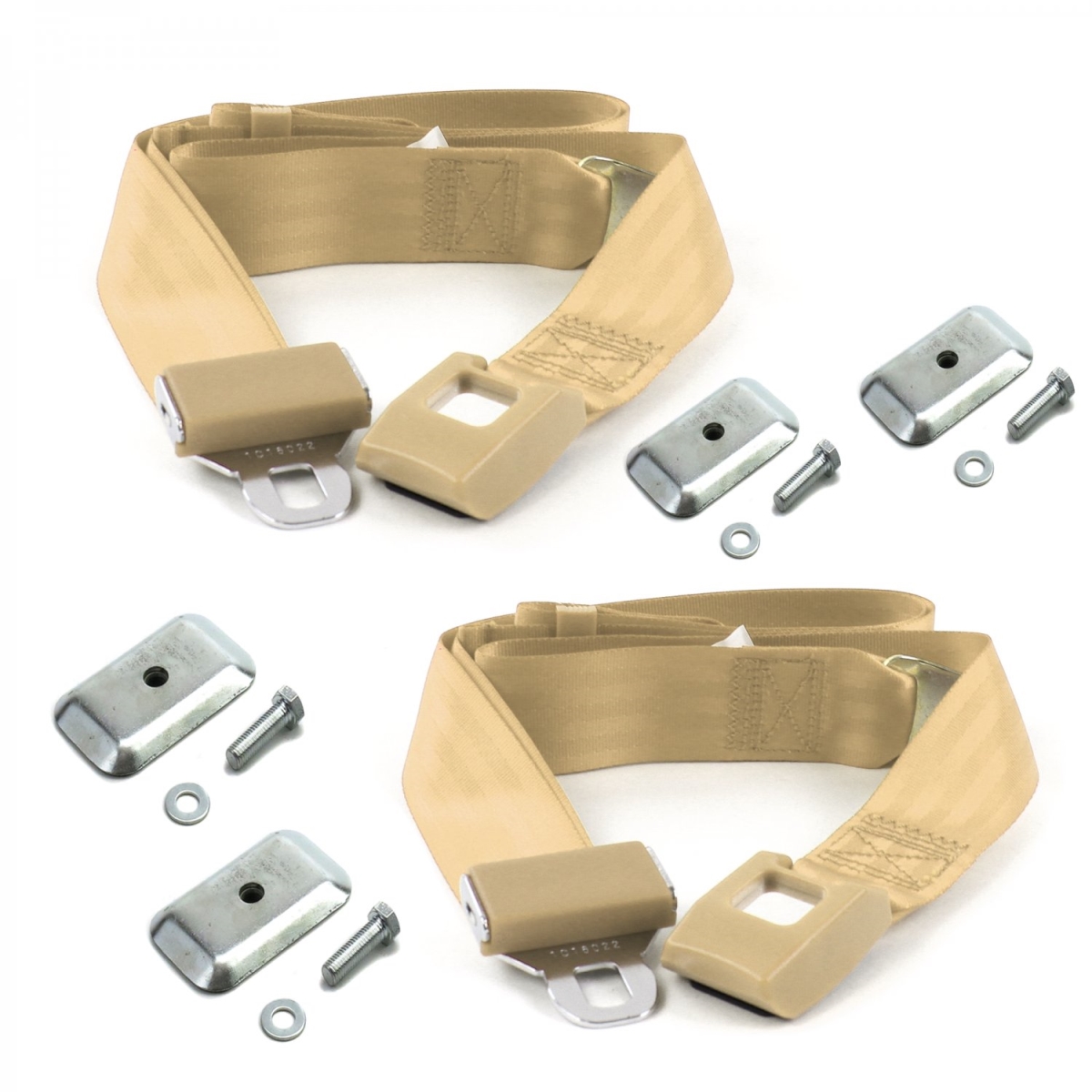 Jeep Comanche 1985-1992 Standard 2 Point Tan Lap Bucket Seat Belt Kit with Bracketry - 2 Belts