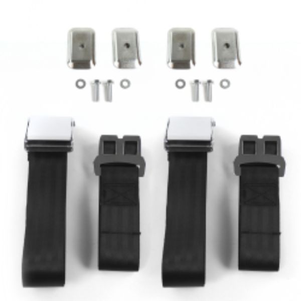 Camaro 1970-1981 Airplane 2 Point Black Lap Bucket Seat Belt Kit with Bracketry - 2 Belts
