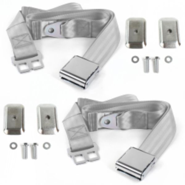 Camaro 1993-2002 Airplane 2 Point Gray & Grey Lap Bucket Seat Belt Kit with Bracketry - 2 Belts