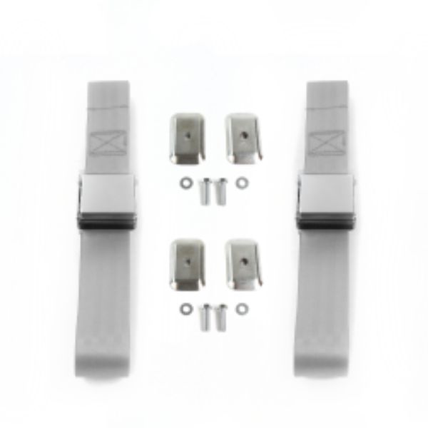 Chevy Impala 1958 Airplane 2 Point Gray & Grey Lap Bucket Seat Belt Kit with Bracketry - 2 Belts
