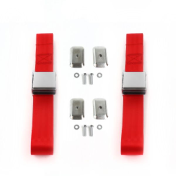Chevy Chevelle 1964-1967 Airplane 2 Point Red Lap Bucket Seat Belt Kit with Bracketry - 2 Belts -  Geared2Golf, GE2410281