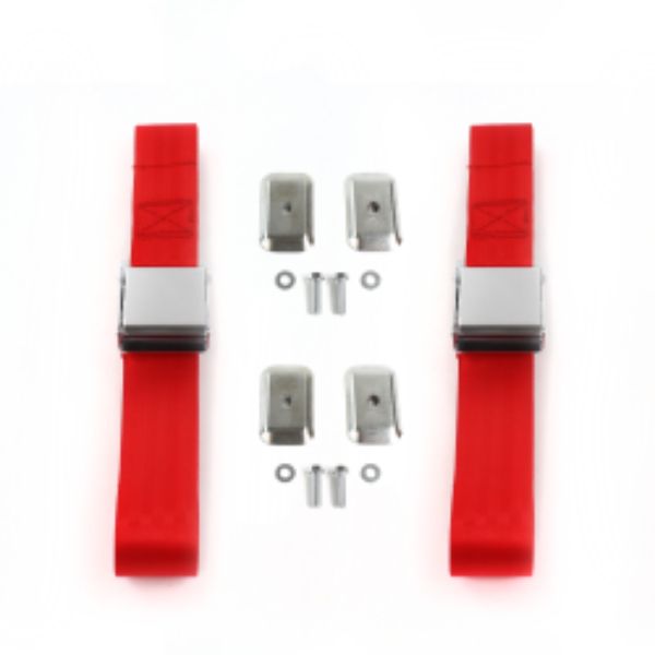 Chevy II 1966-1967 Airplane 2 Point Red Lap Bucket Seat Belt Kit with Bracketry - 2 Belts