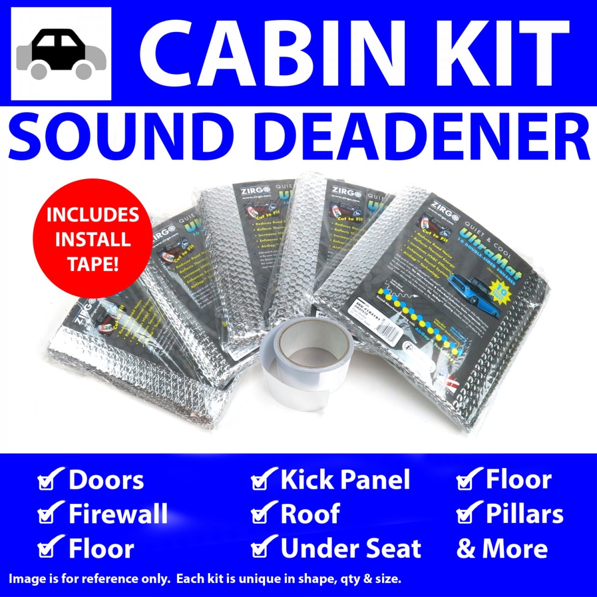 Heat & Sound Deadener for Chevy II 1962-1965 Cabin Kit Plus Seam Tape 33858CM2