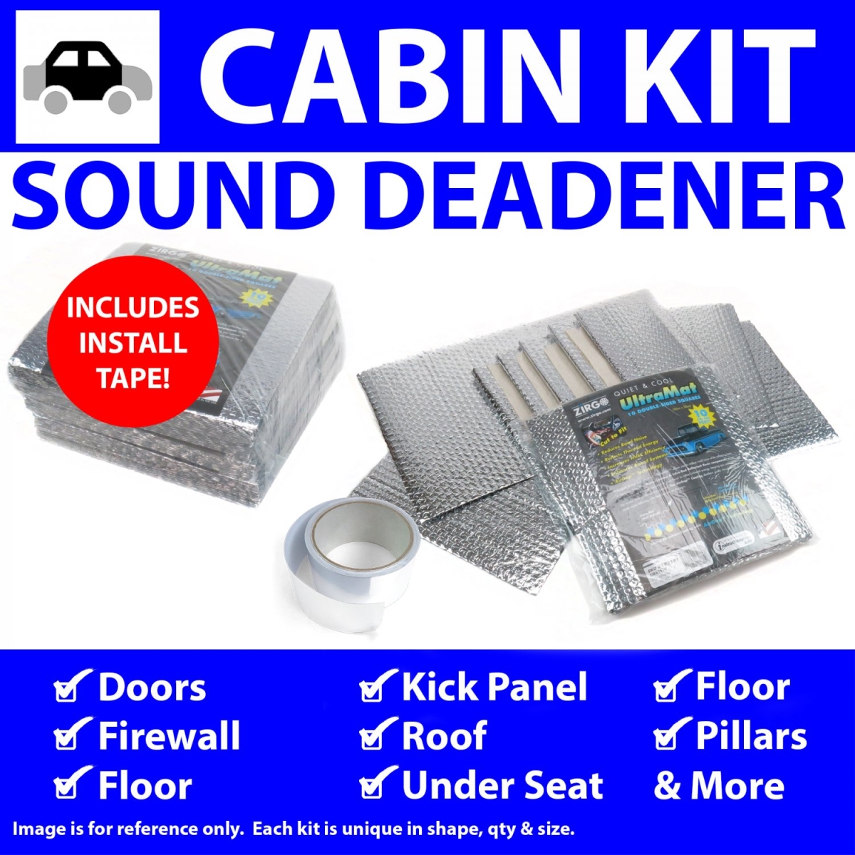 Heat & Sound Deadener for Jeep Cherokee 2002-2007 Cabin Kit Plus Seam Tape 43758CM2