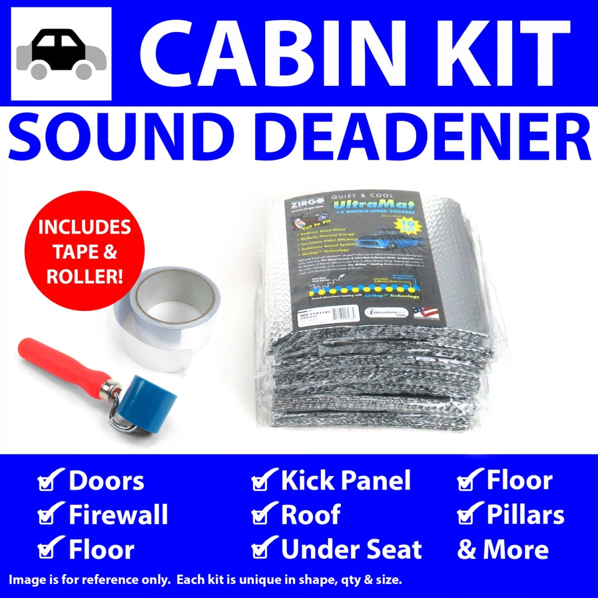 Heat & Sound Deadener for Chevy Truck 1999-1907 Cabin Kit Plus Tape, Roller 41679CM2