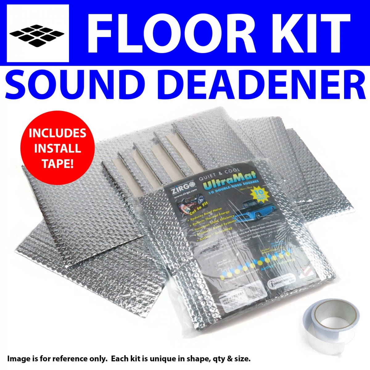 Heat & Sound Deadener for AMC Matador 1971-1978 Floor Kit Plus Seam Tape 36855CM2