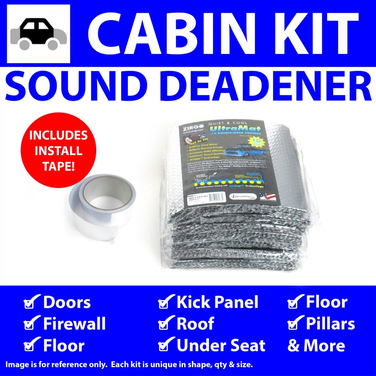 Heat & Sound Deadener for Chevy Corvette 1997-2004 Cabin Kit Plus Seam Tape 38181CM2