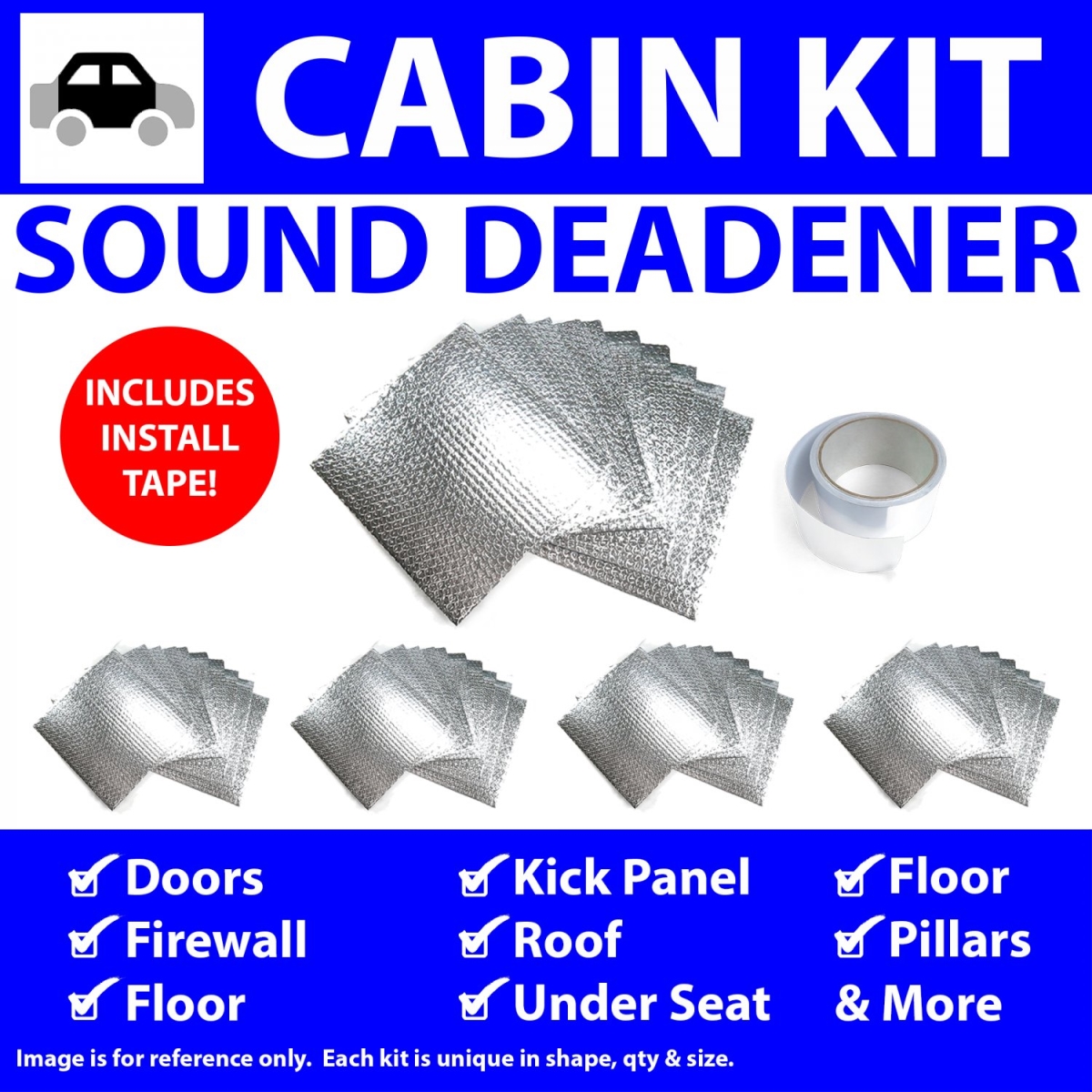 Heat & Sound Deadener for Cadillac CTS 2008-2014 Cabin Kit Plus Seam Tape 38346CM2
