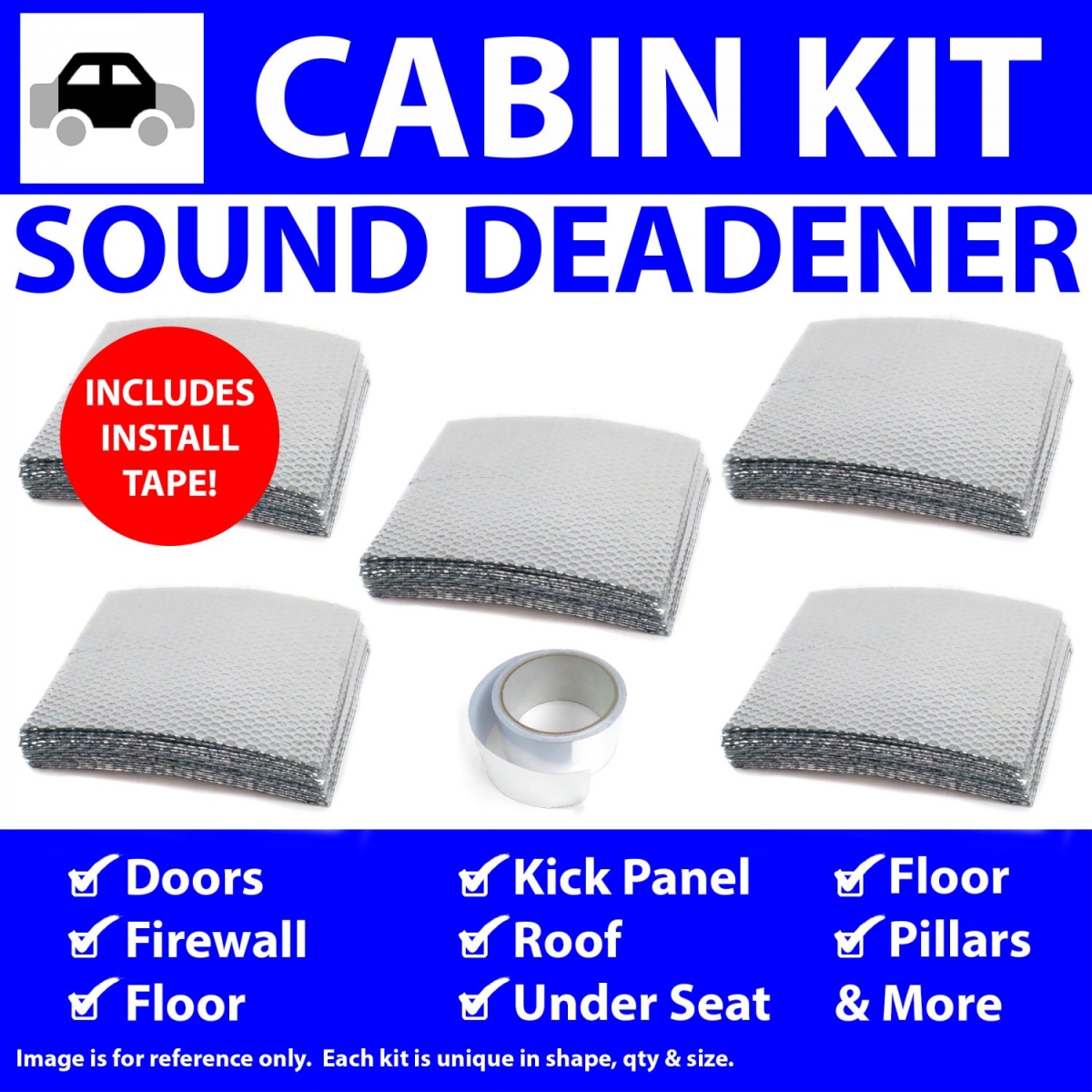 Heat & Sound Deadener for Cadillac XLR 2004-2009 Cabin Kit Plus Seam Tape 38676CM2