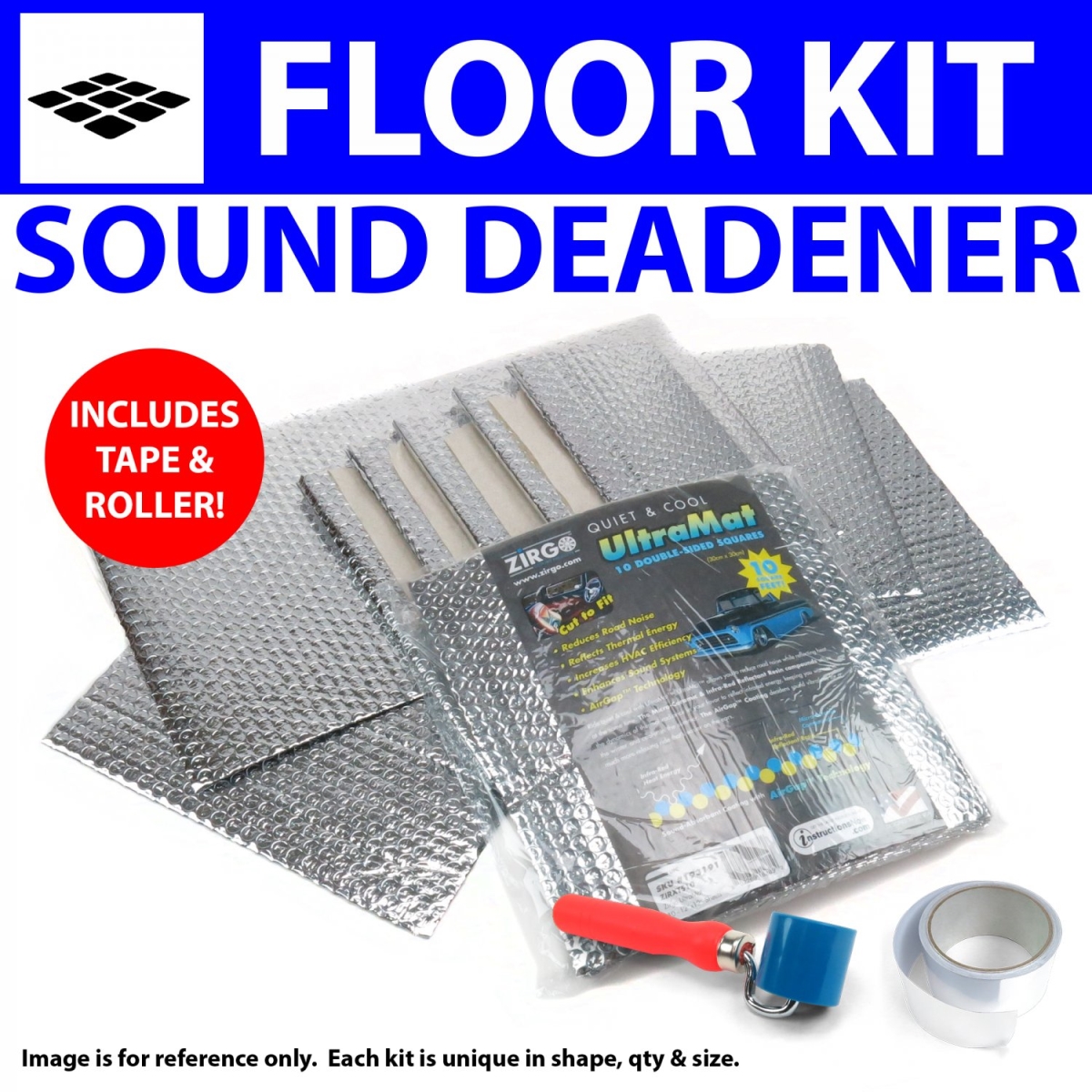 Heat & Sound Deadener for Ford Ranger 1983-1911 Floor Kit Plus Tape, Roller 33615CM2