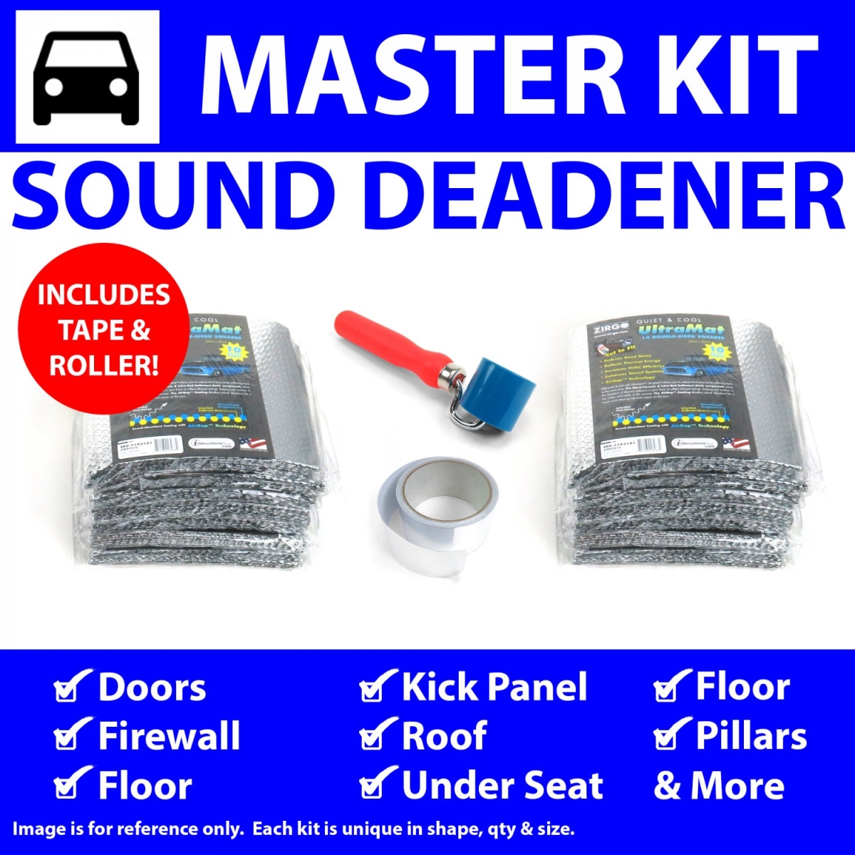 Heat & Sound Deadener for Cadillac SRX 2010 Plus Master Kit Plus Tape, Roller 39702CM2