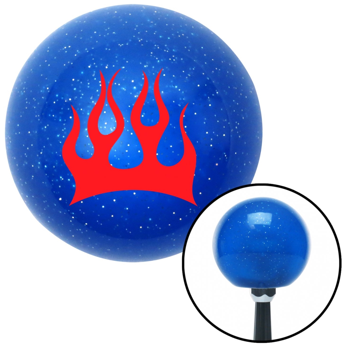 American Shifter 23444 Red Crescent Flames Blue Metal Flake Shift Knob with M16 x 1.5 Insert Shifter Auto