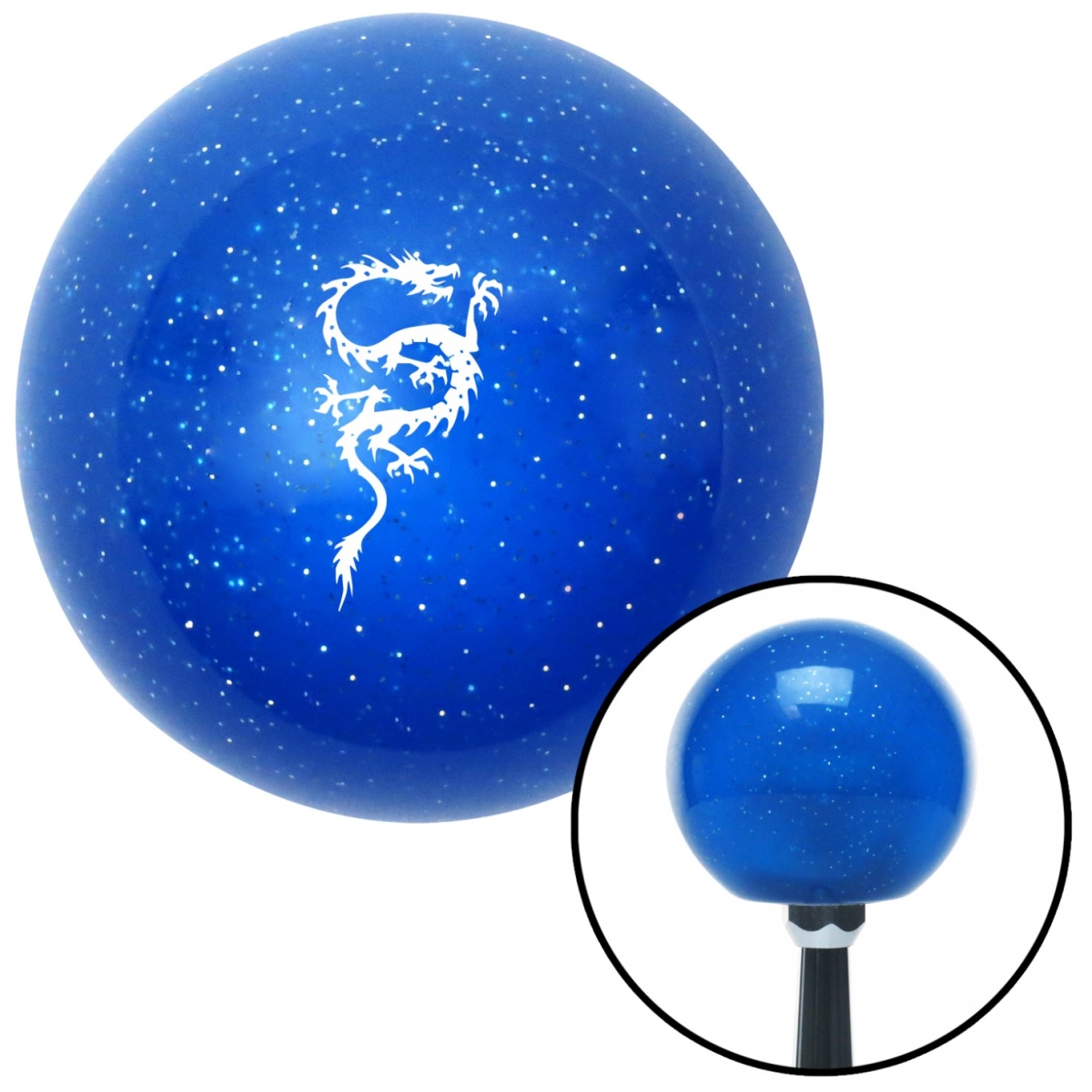 American Shifter 23794 White S Shaped Dragon Blue Metal Flake Shift Knob with M16 x 1.5 Insert Shifter
