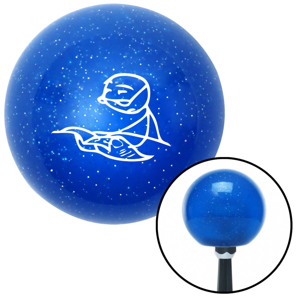 American Shifter 24337 White  spaper Guy Blue Metal Flake Shift Knob with M16 x 1.5 Insert Shifter Auto