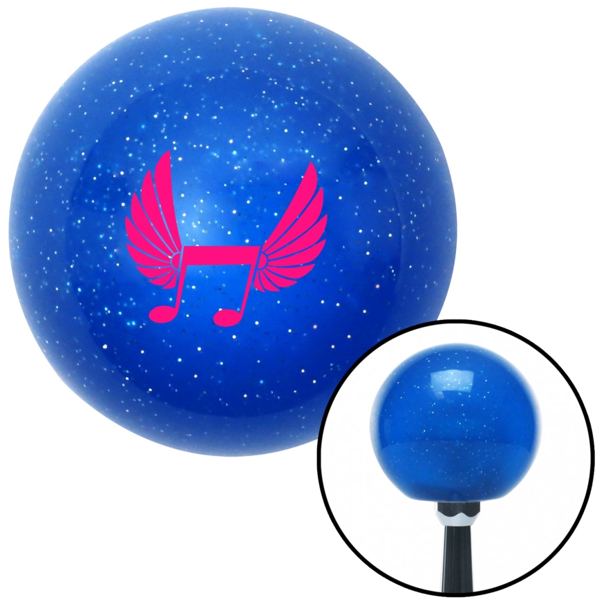 American Shifter 24632 Pink Musical Note with Wings Blue Metal Flake Shift Knob with M16 x 1.5 Insert Auto
