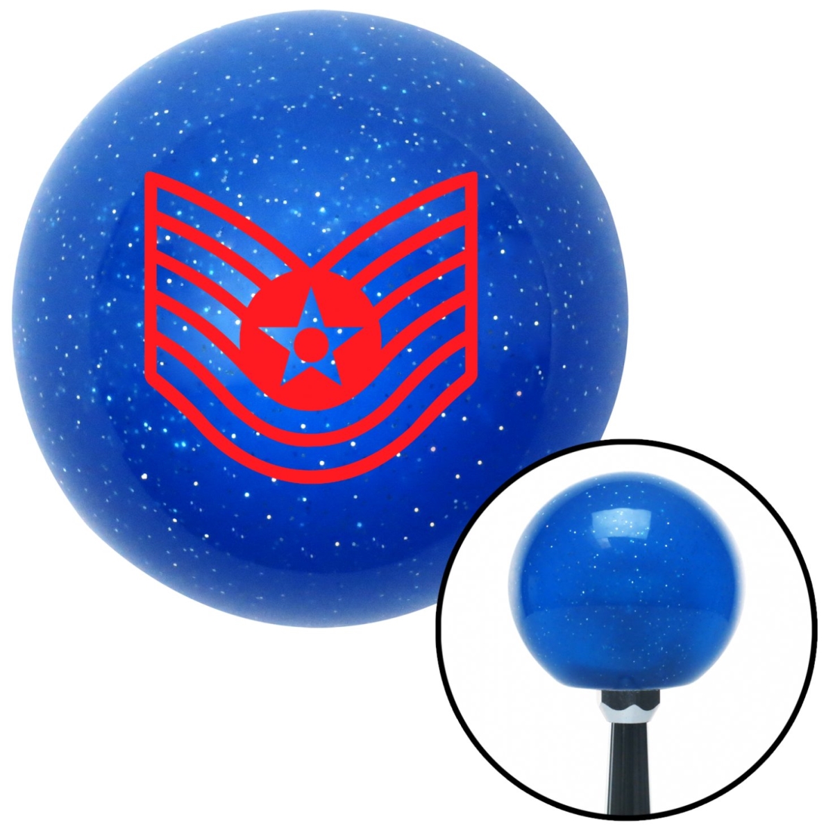 American Shifter 24489 Red Technical Sergeant Blue Metal Flake Shift Knob with M16 x 1.5 Insert Shifter