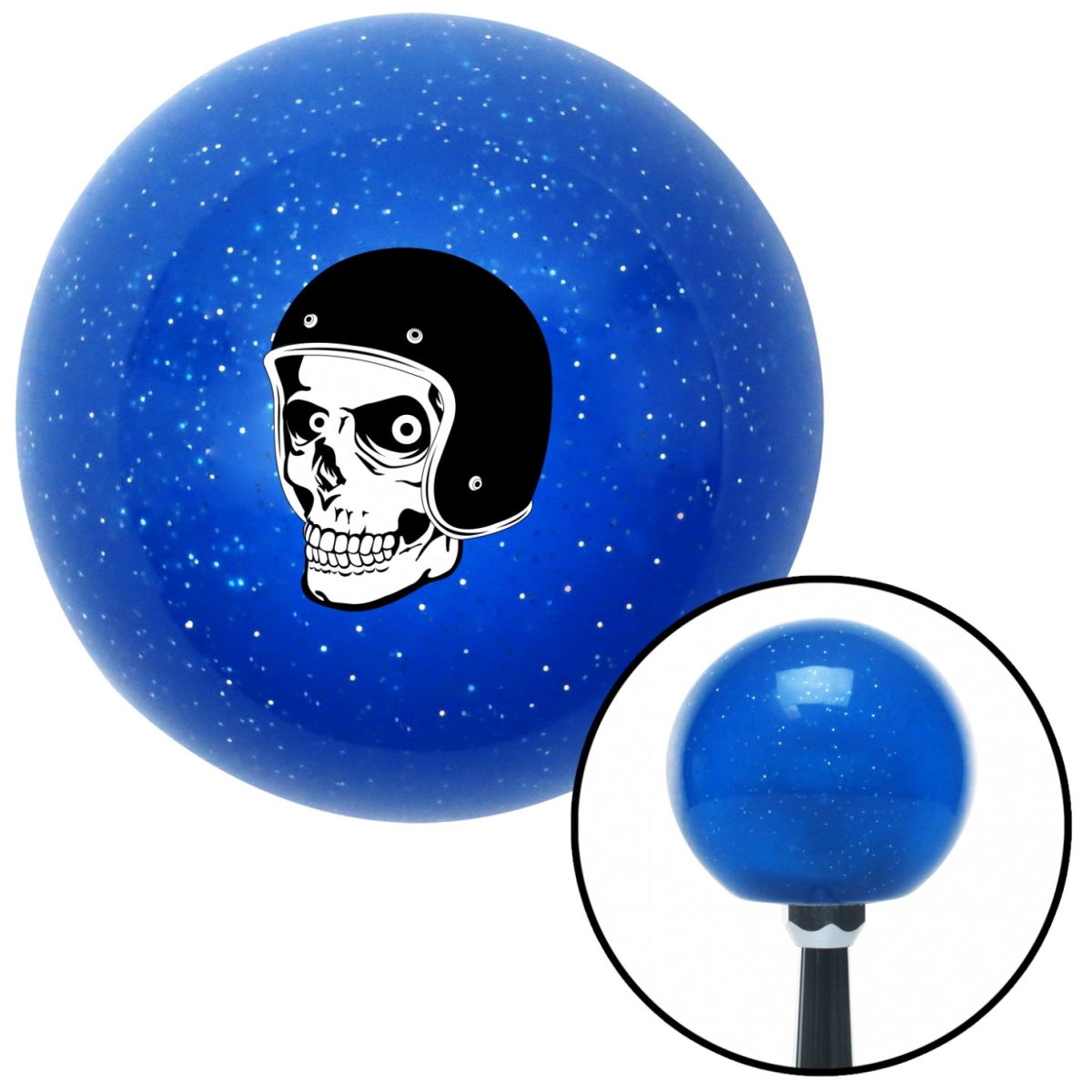 American Shifter 27967 Black Hellraiser Skull Blue Metal Flake Shift Knob with M16 x 1.5 Insert Shifter