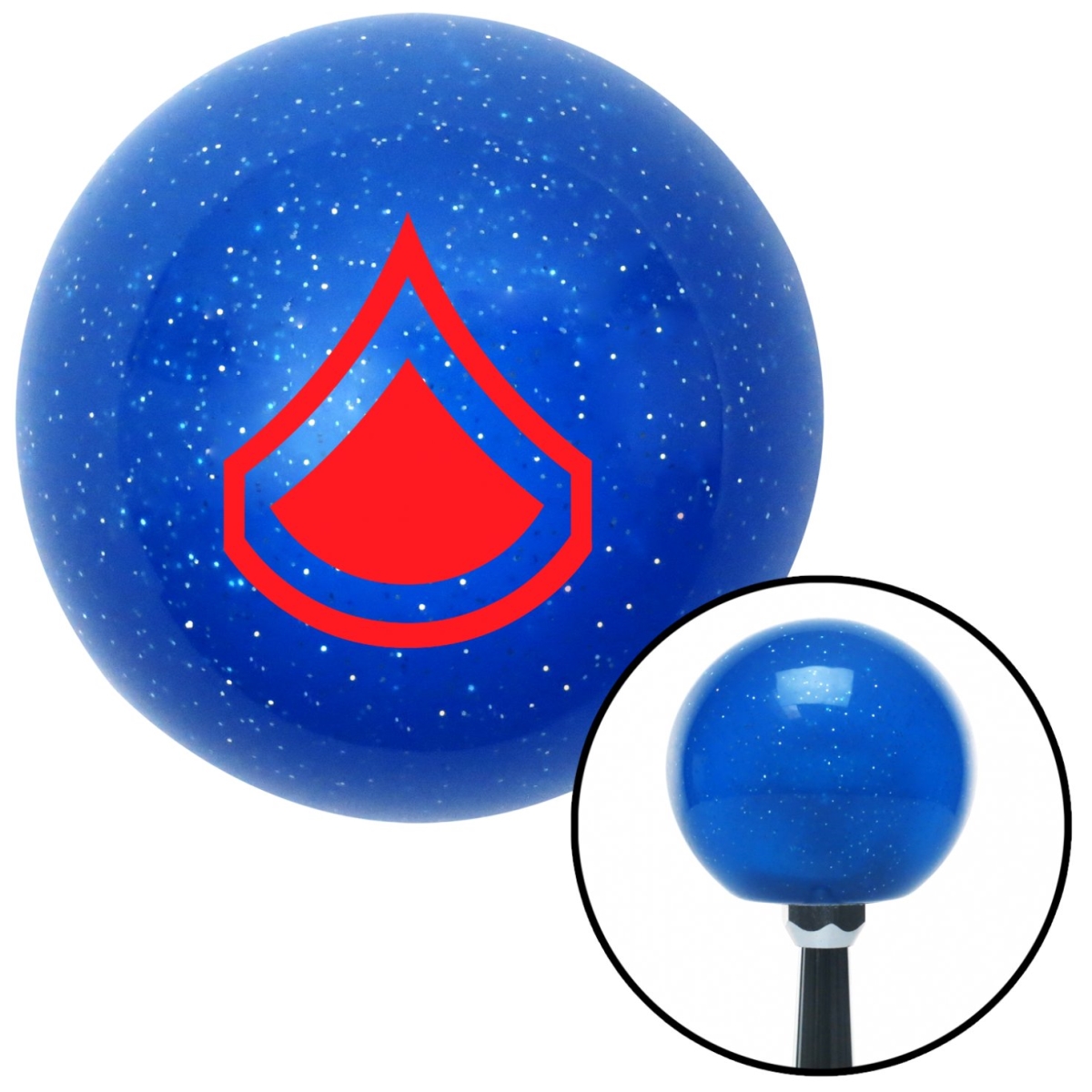 American Shifter 26068 Red Private First Class Blue Metal Flake Shift Knob with M16 x 1.5 Insert Shifter