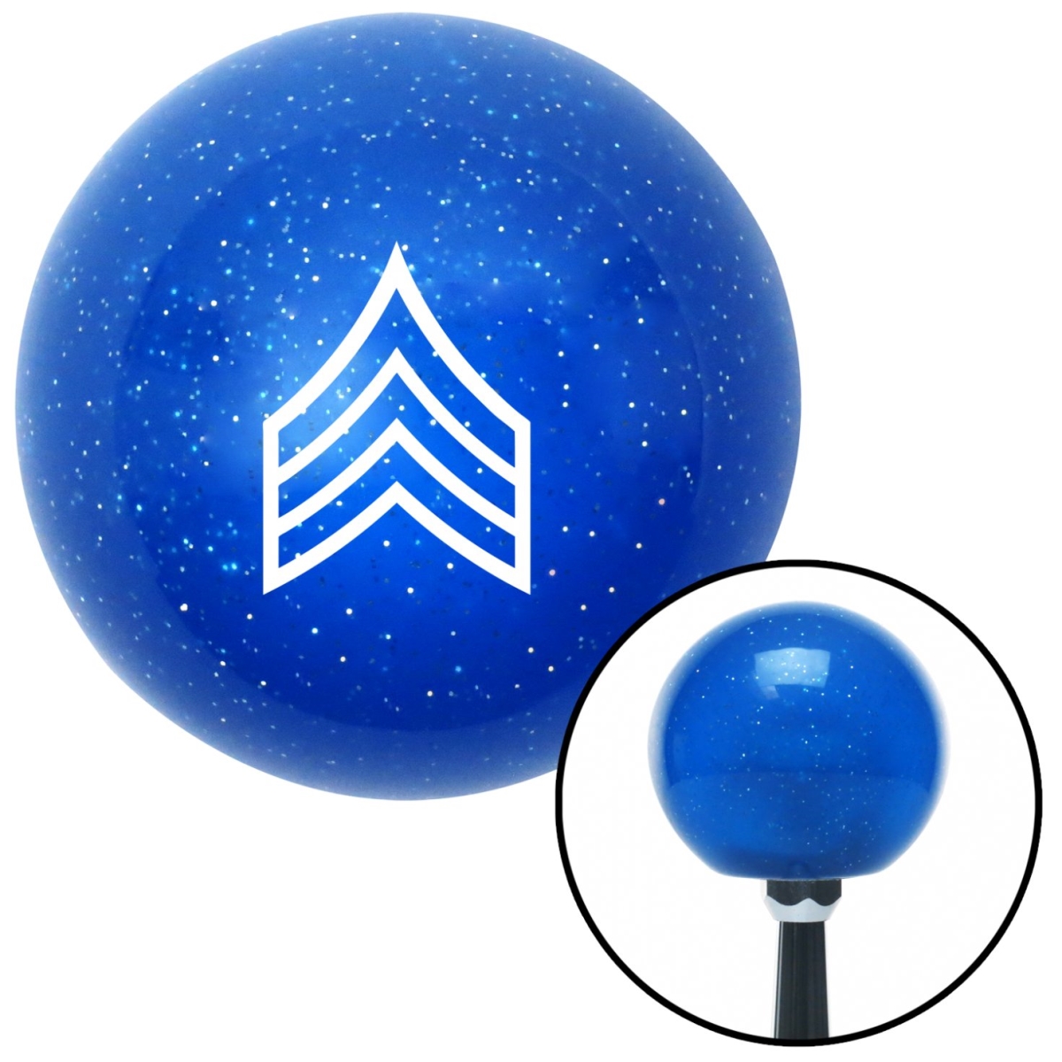 American Shifter 26093 White Sergeant Blue Metal Flake Shift Knob with M16 x 1.5 Insert Shifter Auto Brody