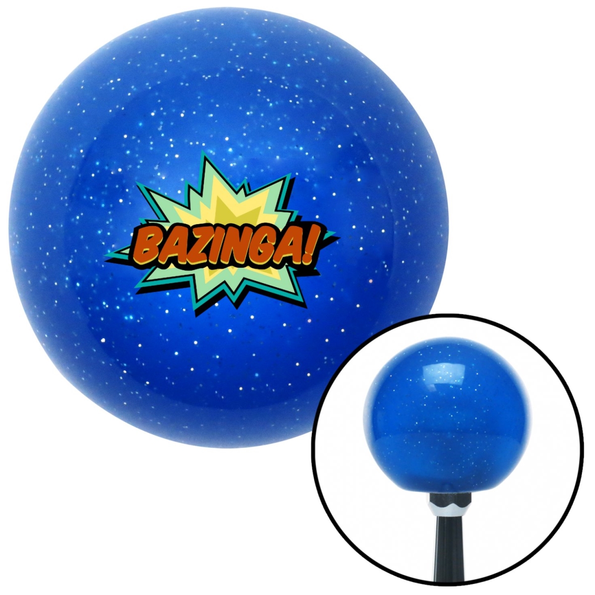 American Shifter 28015 BAZINGA Blue Metal Flake Shift Knob with M16 x 1.5 Insert Shifter Auto Manual Custom