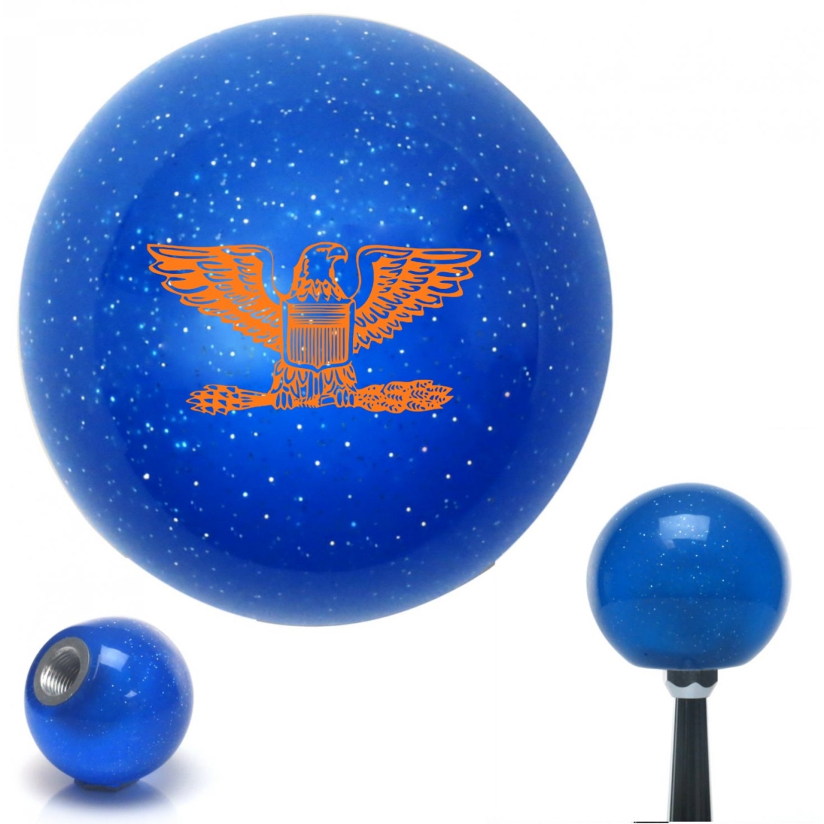 American Shifter 26251 Orange Coast Guard Captain Eagle Blue Metal Flake Shift Knob with M16 x 1.5 Insert