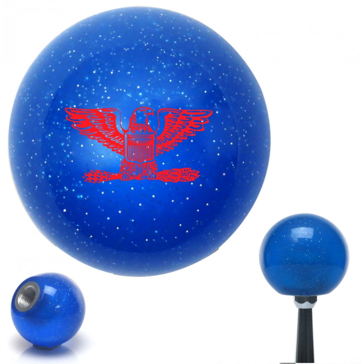 American Shifter 26253 Red Coast Guard Captain Eagle Blue Metal Flake Shift Knob with M16 x 1.5 Insert