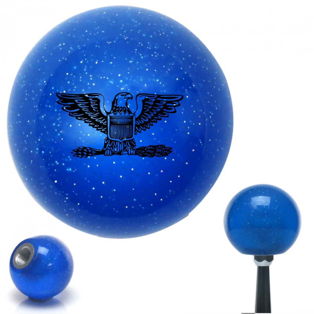 American Shifter 26256 Black Coast Guard Captain Eagle Blue Metal Flake Shift Knob with M16 x 1.5 Insert