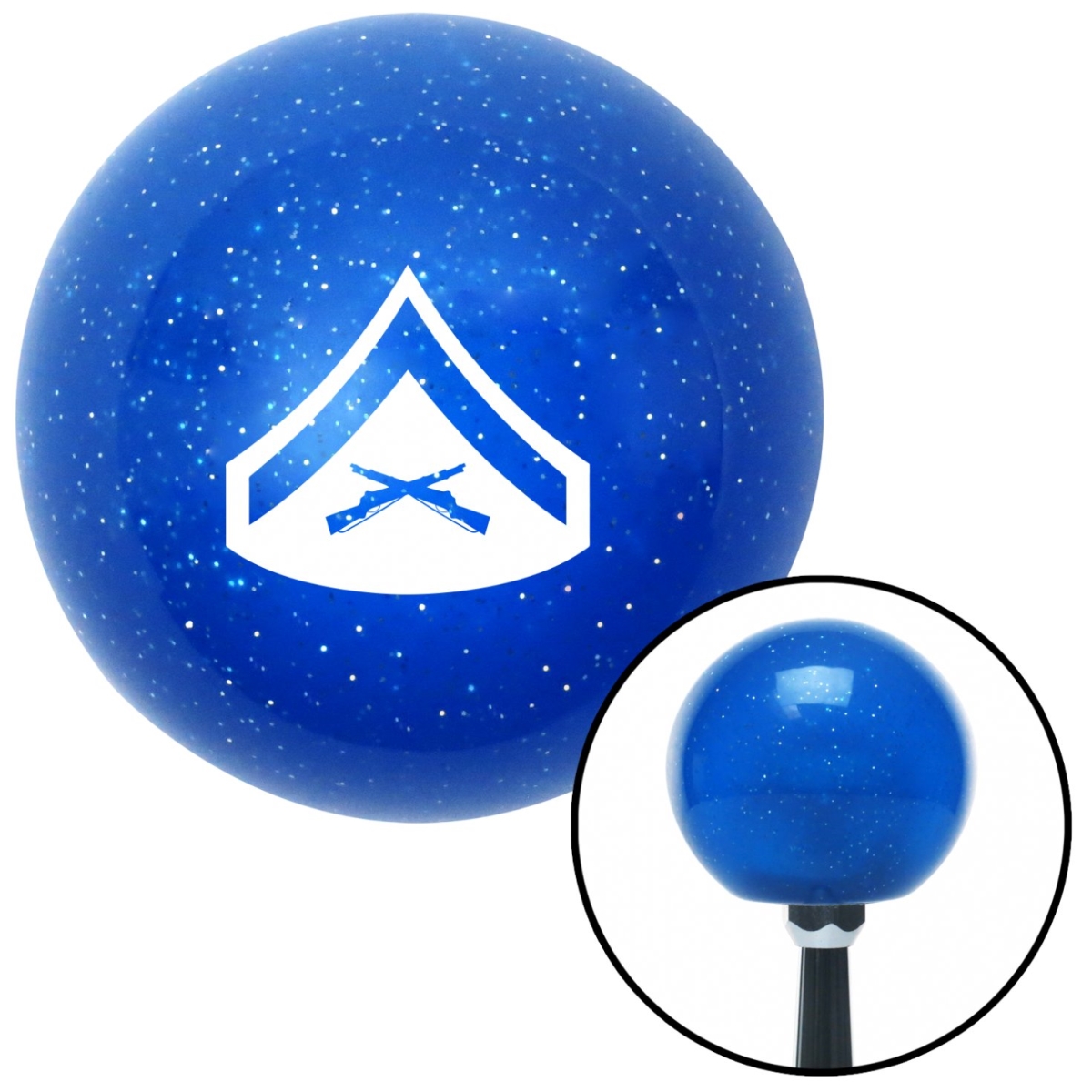 American Shifter 26327 White 02 Lance Corporal Blue Metal Flake Shift Knob with M16 x 1.5 Insert Shifter