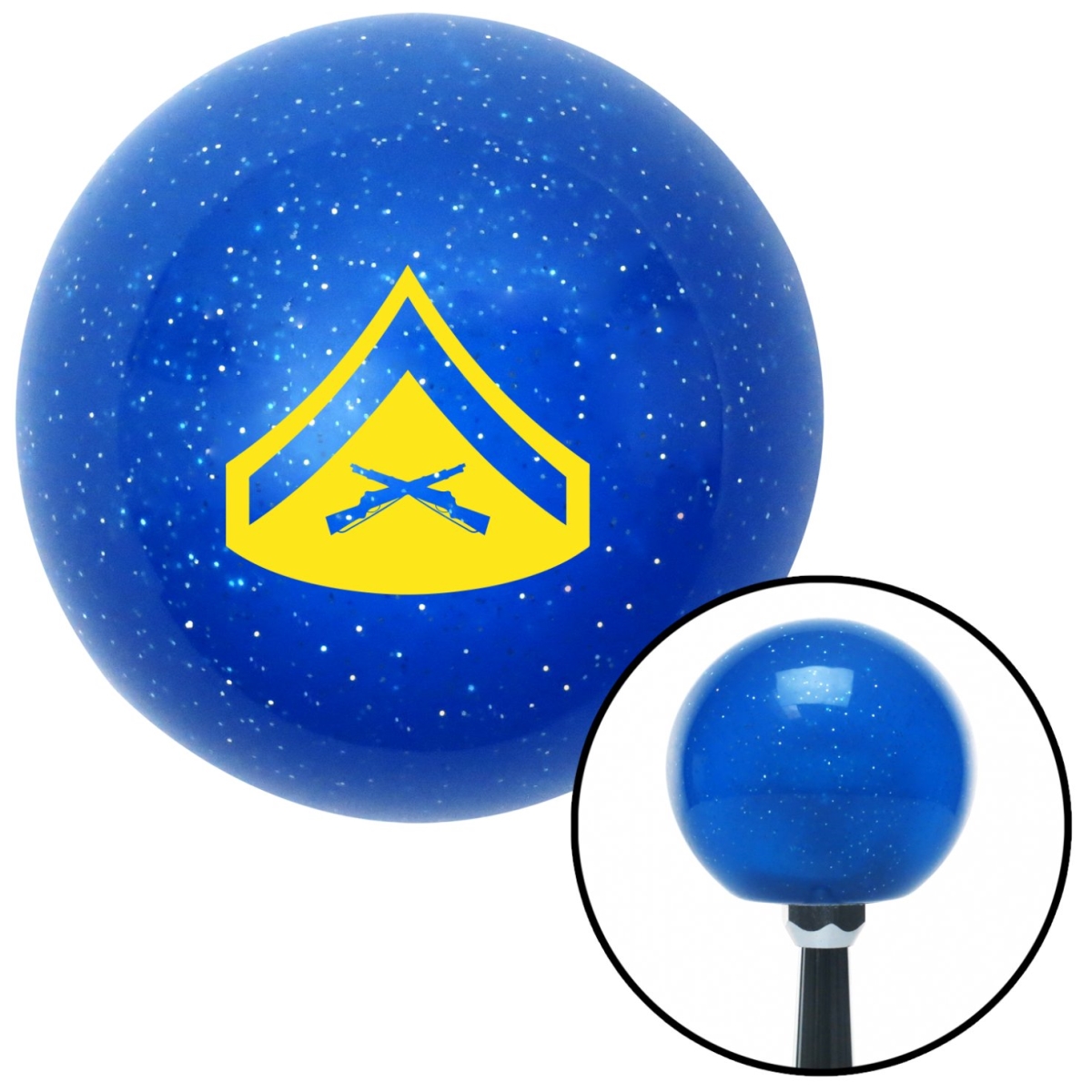American Shifter 26328 Yellow 02 Lance Corporal Blue Metal Flake Shift Knob with M16 x 1.5 Insert Shifter