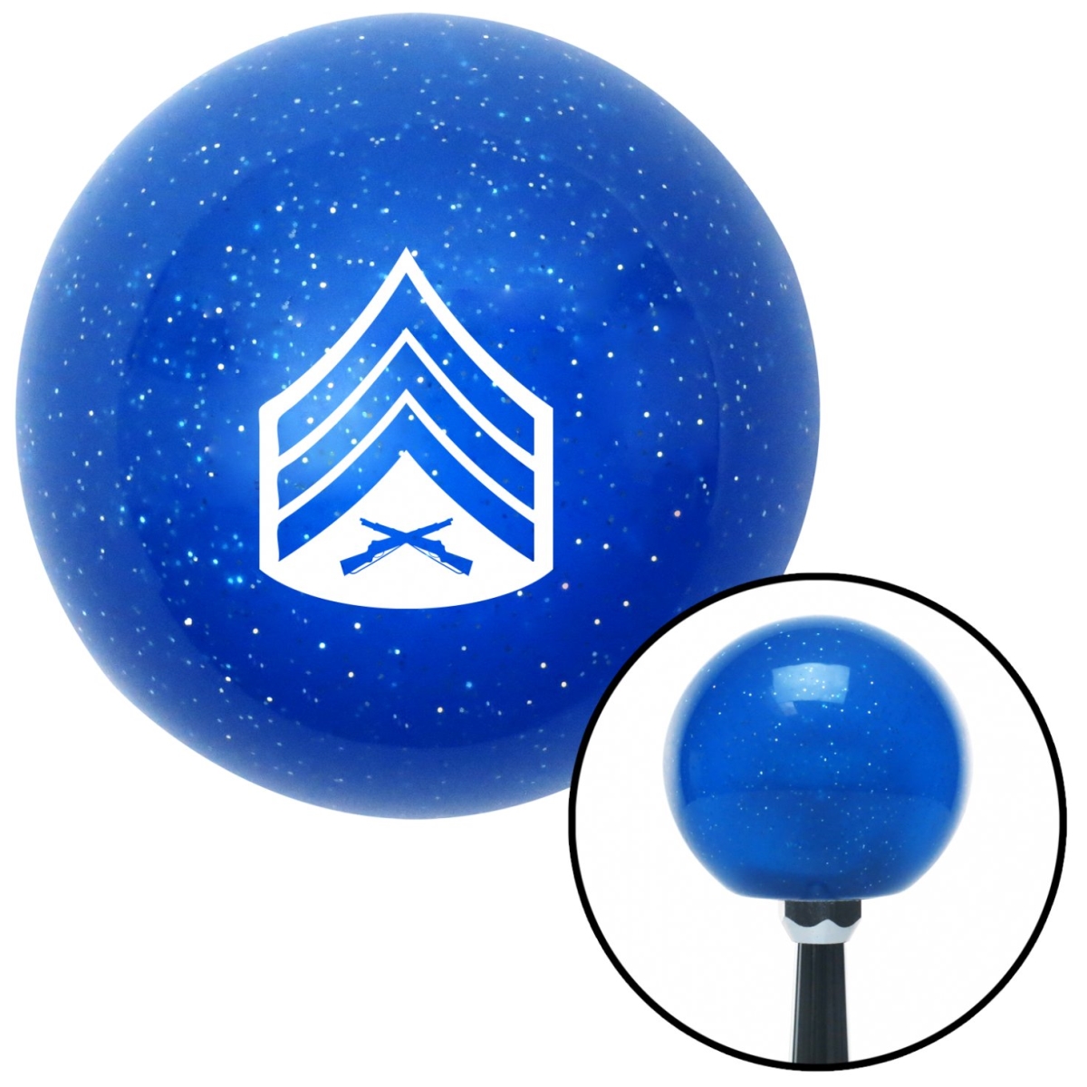 American Shifter 26343 White 04 Sergeant Blue Metal Flake Shift Knob with M16 x 1.5 Insert Shifter Auto