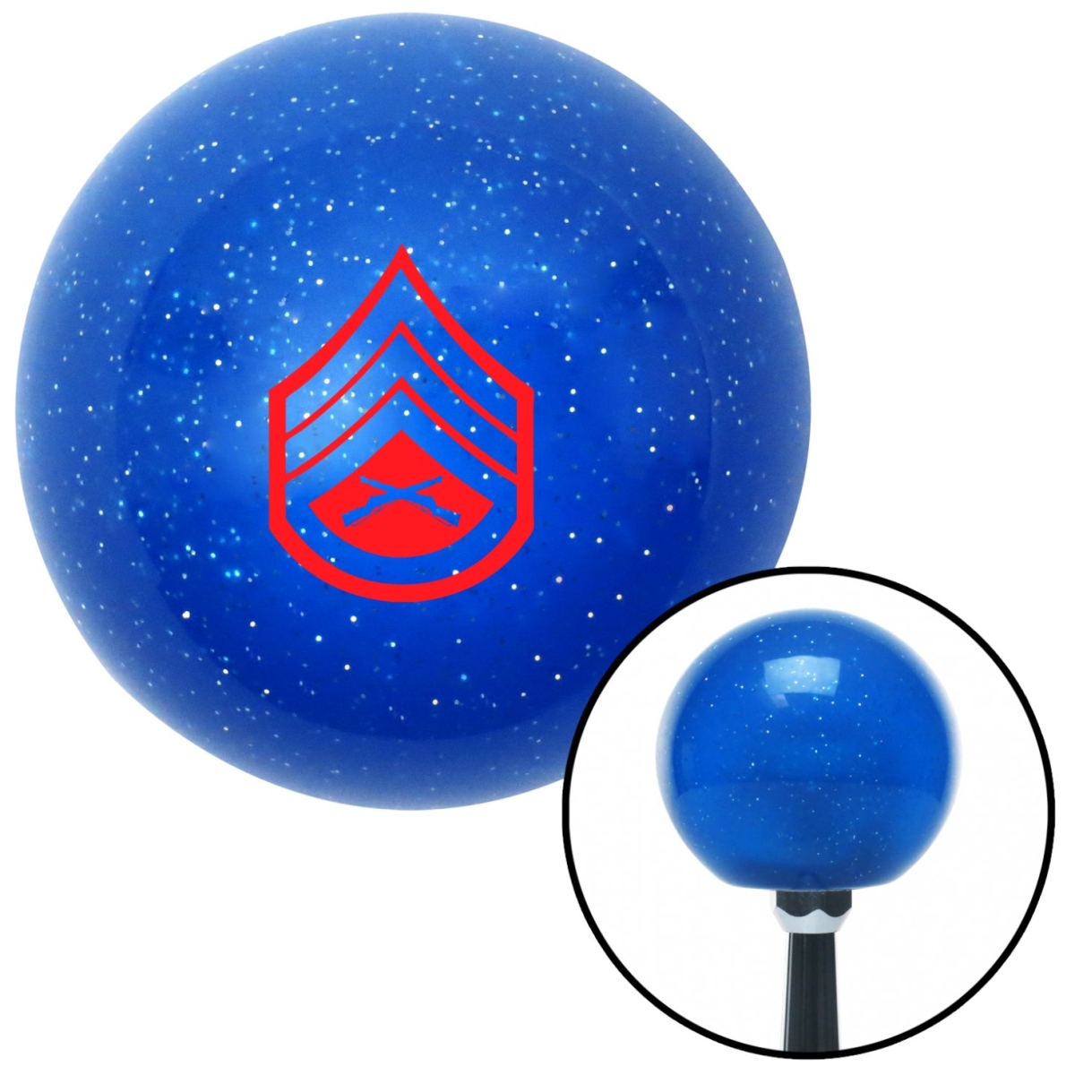 American Shifter 26351 Red 05 Staff Sergeant Blue Metal Flake Shift Knob with M16 x 1.5 Insert Shifter
