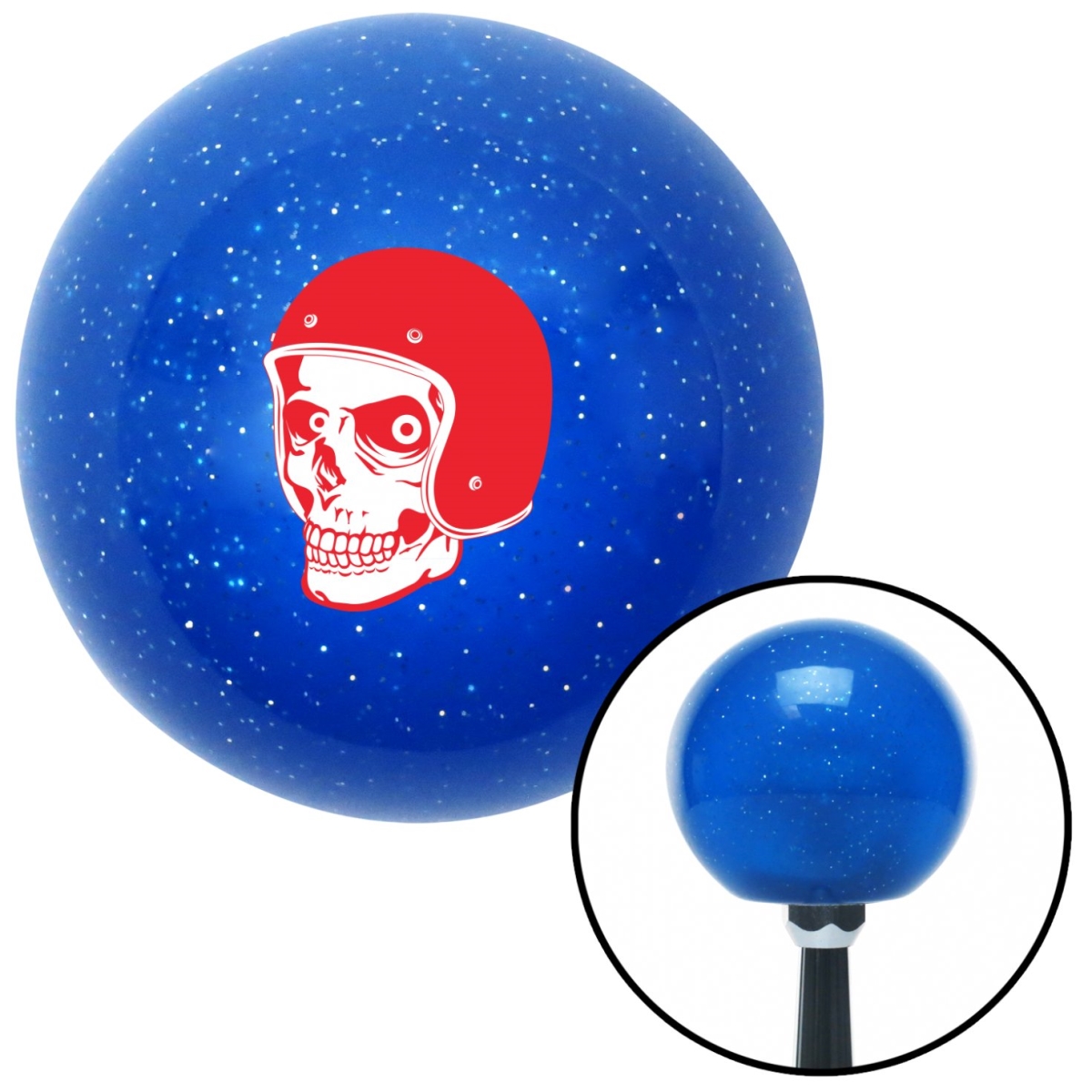 American Shifter 27972 Red Hellraiser Skull Blue Metal Flake Shift Knob with M16 x 1.5 Insert Shifter Auto
