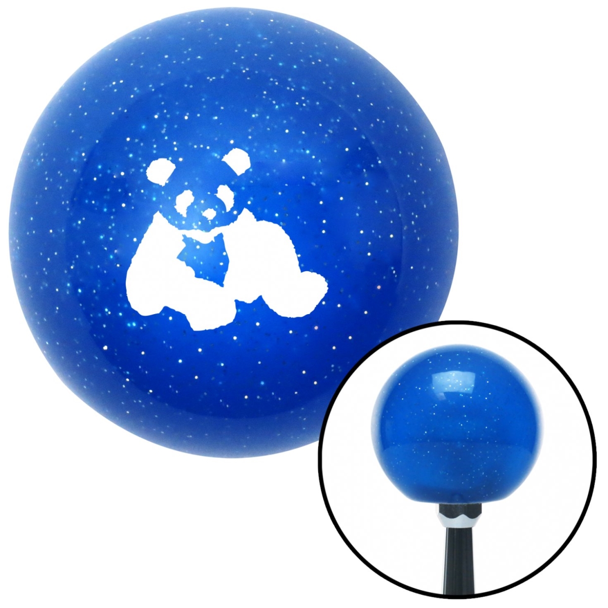 American Shifter 26872 White Panda Bear Blue Metal Flake Shift Knob with M16 x 1.5 Insert Shifter Auto