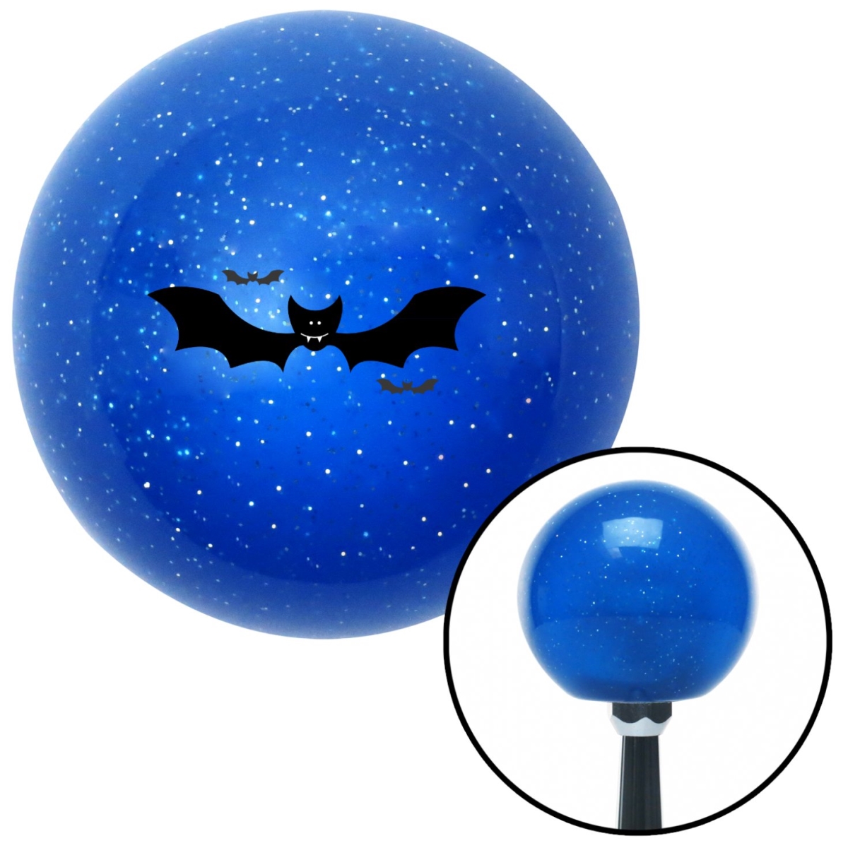 American Shifter 27936 Bats Blue Metal Flake Shift Knob with M16 x 1.5 Insert Shifter Auto Manual Custom