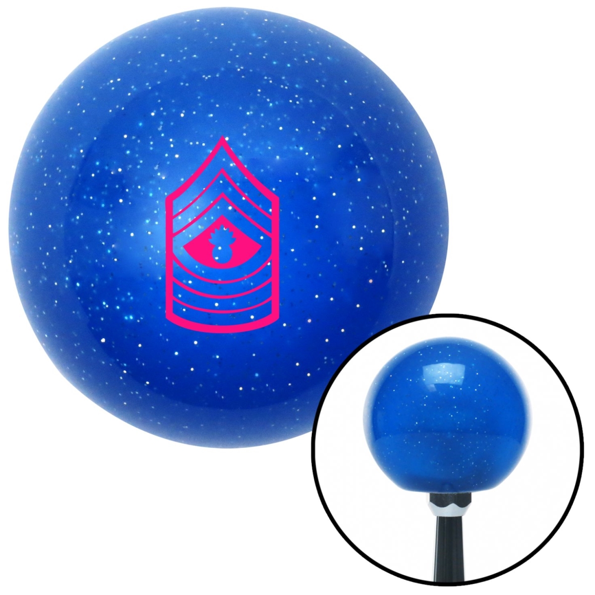 American Shifter 26382 Pink 09 Master Gunnery Sergeant Blue Metal Flake Shift Knob with M16 x 1.5 Insert