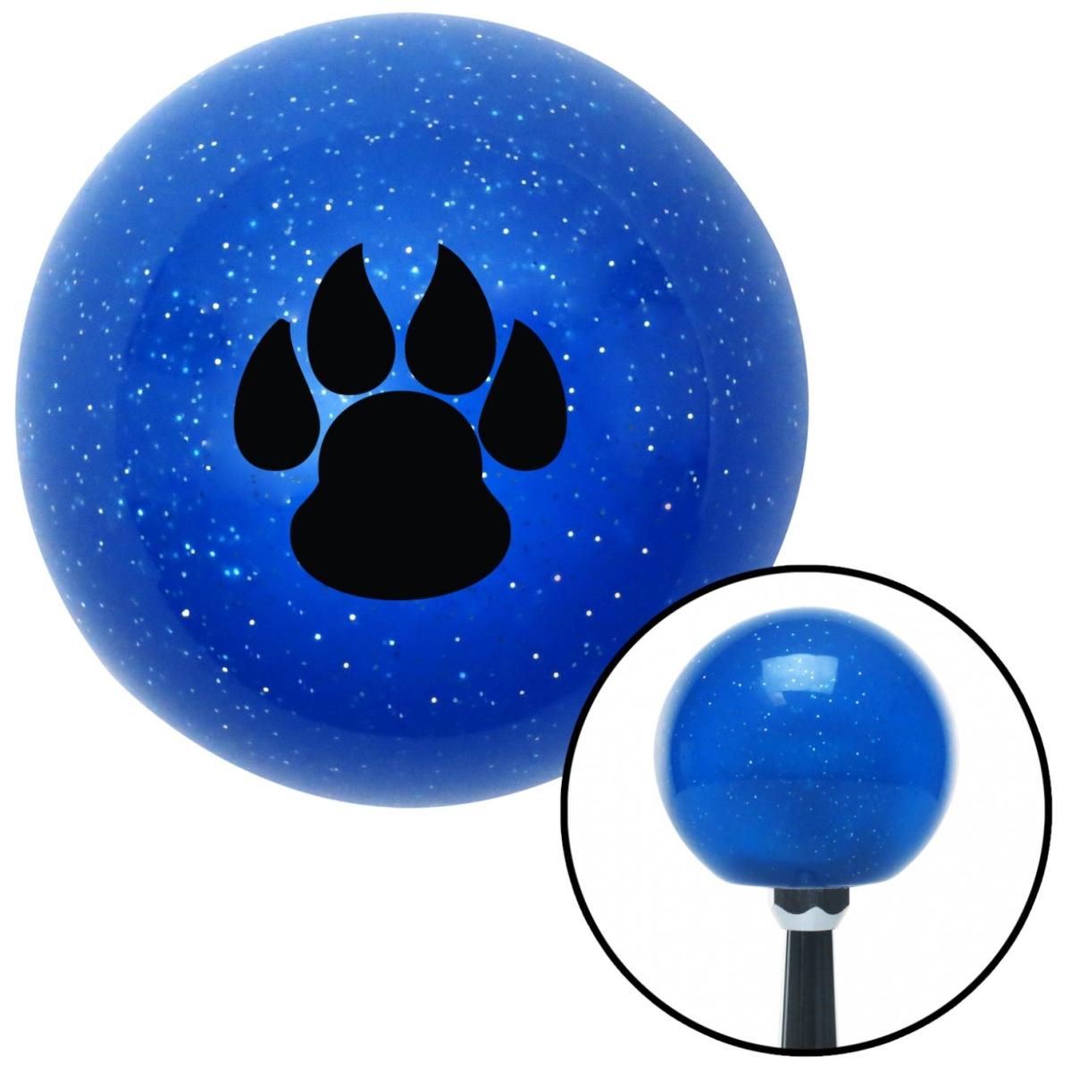 American Shifter 26905 Black Pawprint Sharp Blue Metal Flake Shift Knob with M16 x 1.5 Insert Shifter Auto