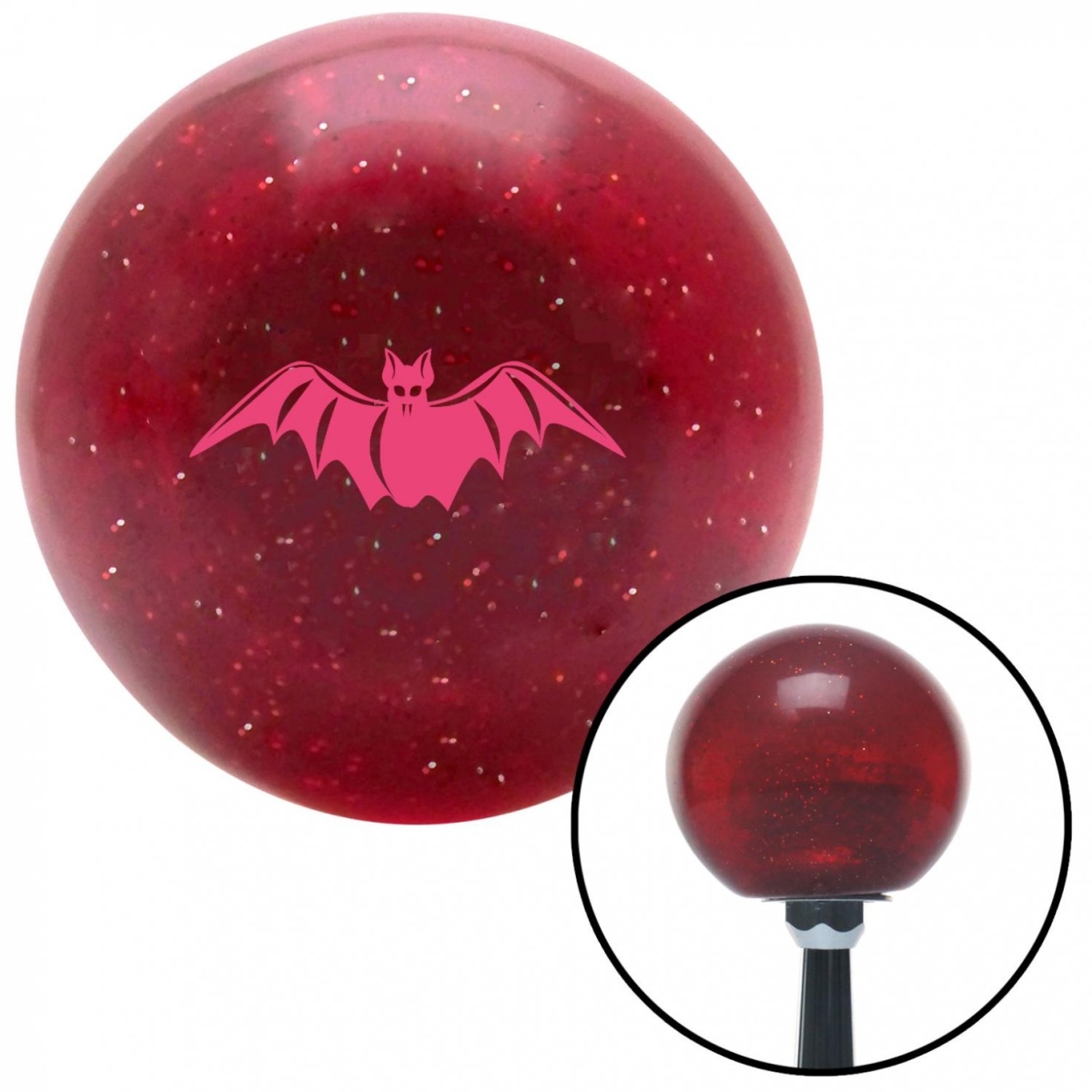 American Shifter 47570 Pink Bat Red Metal Flake Shift Knob with M16 x 1.5 Insert Shifter Auto Manual Brody
