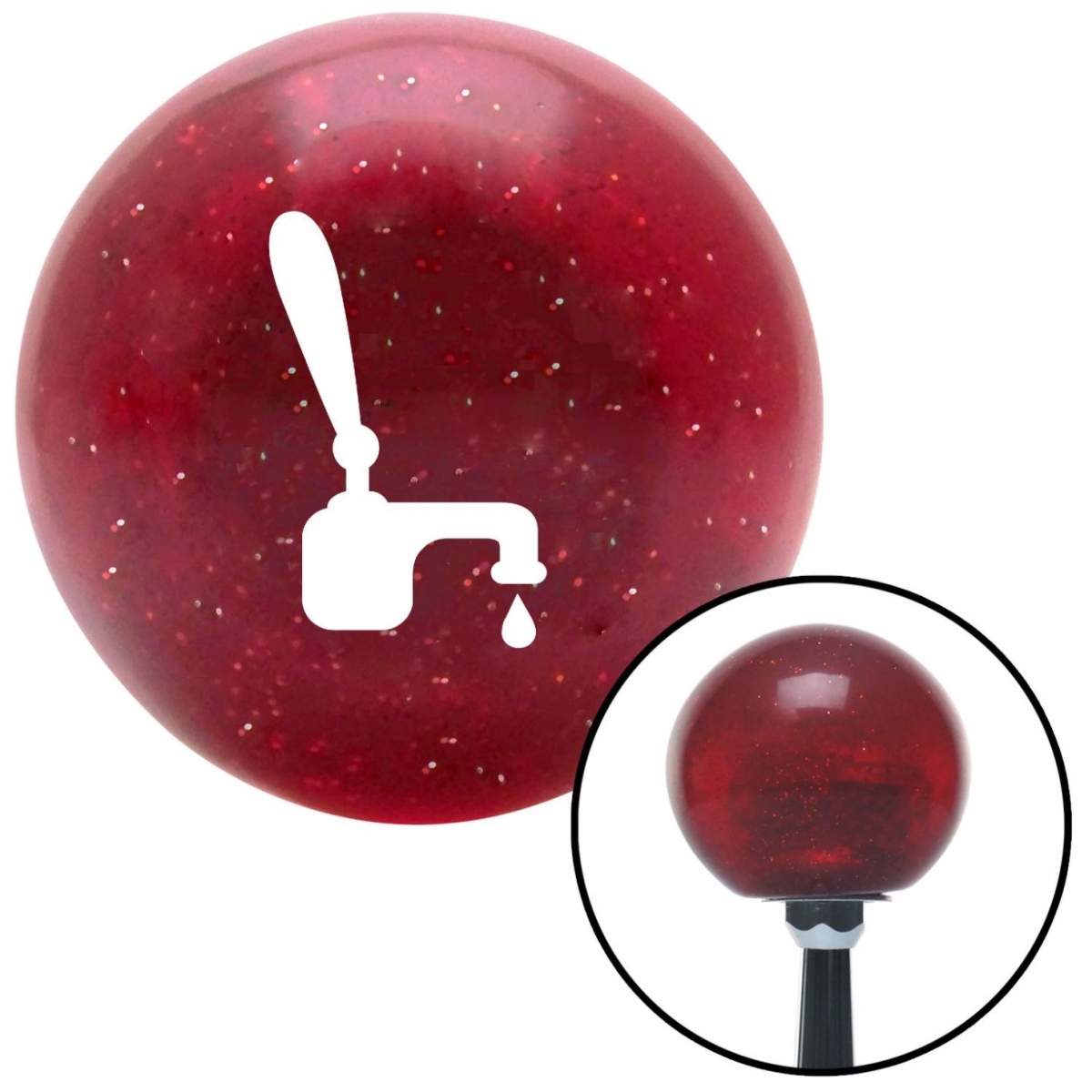 American Shifter 50666 White Tap with a Drip Red Metal Flake Shift Knob with M16 x 1.5 Insert Shifter Auto