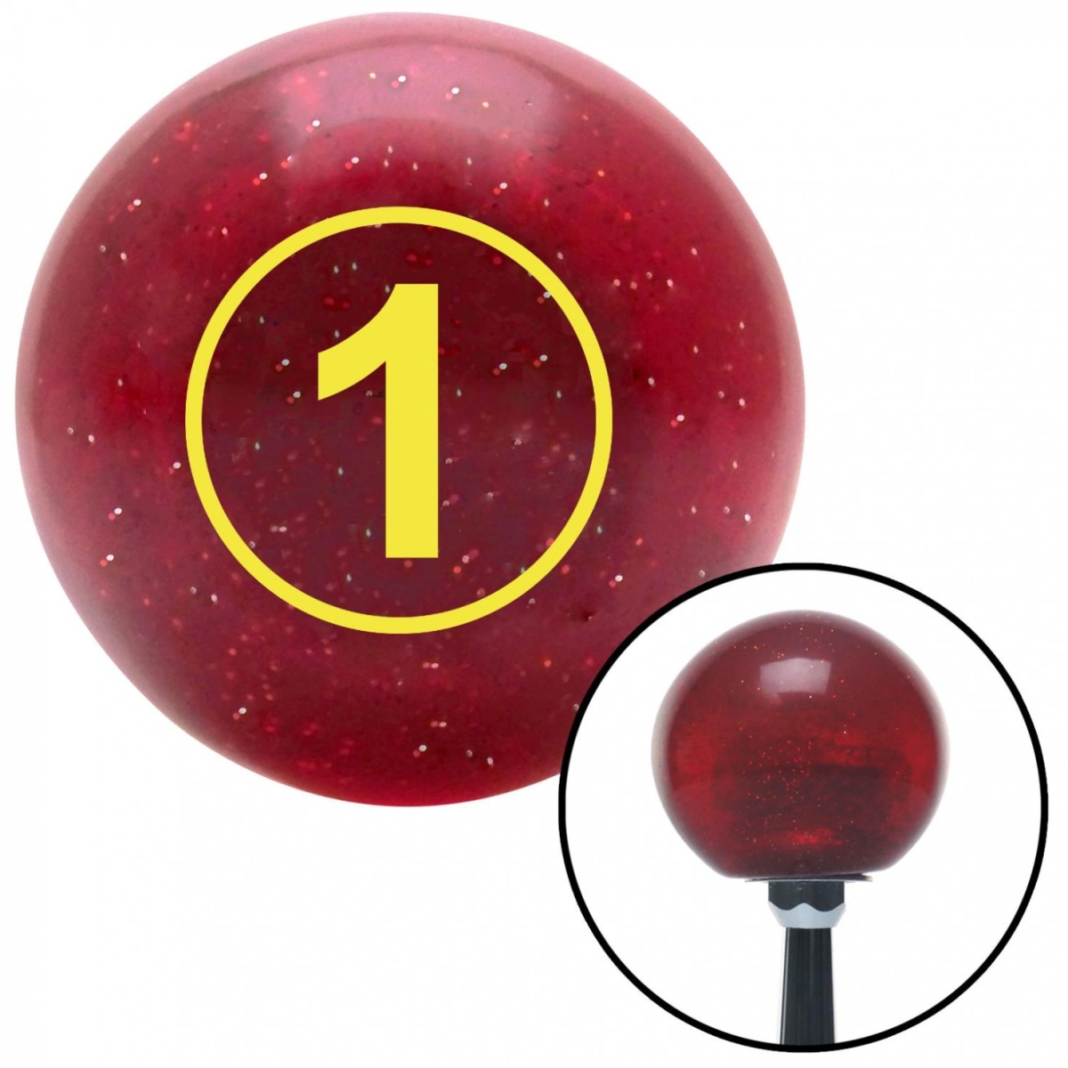 American Shifter 47409 Yellow Ball No.1 Red Metal Flake Shift Knob with M16 x 1.5 Insert Shifter Auto Manual