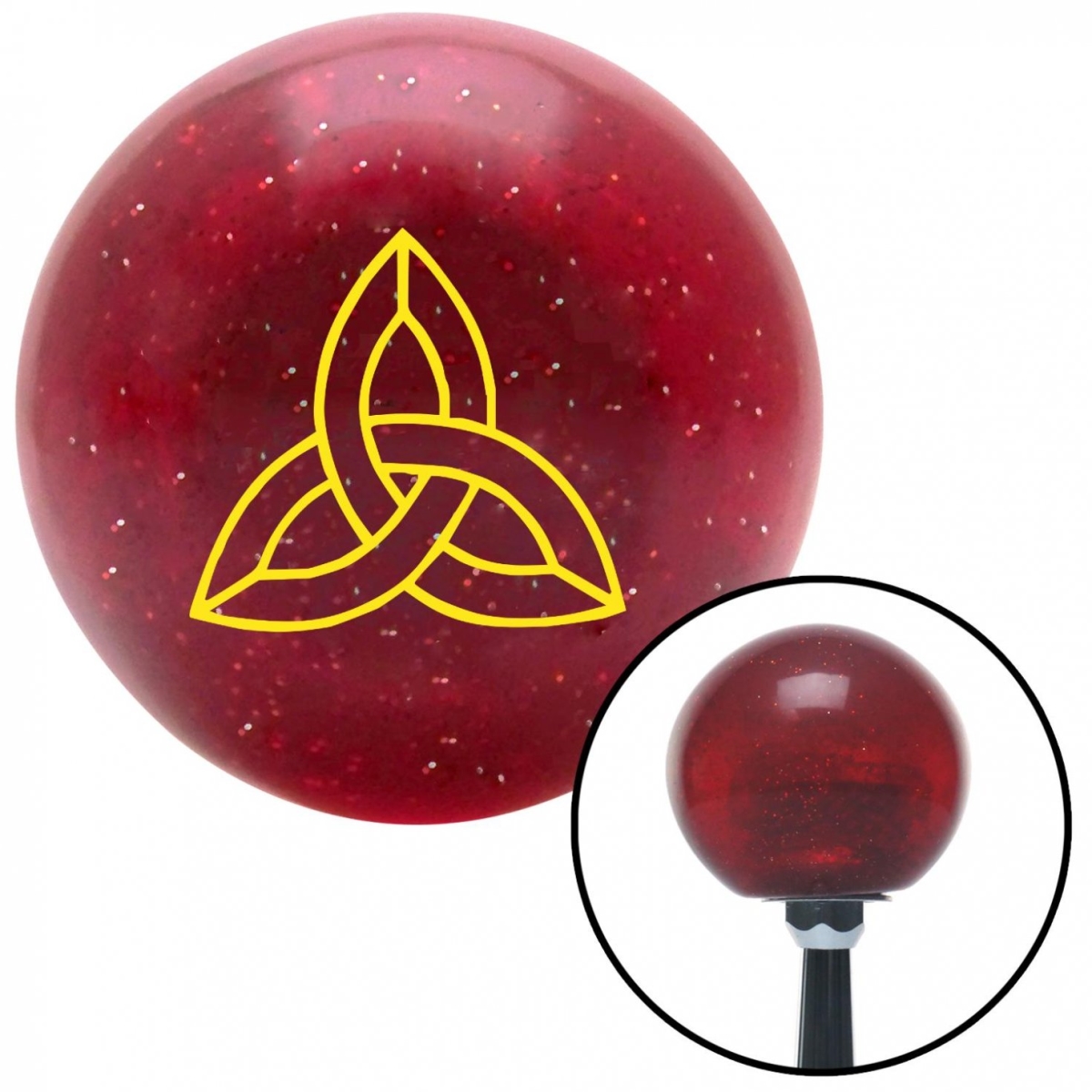 American Shifter 55749 Yellow Celtic Design No.1 Red Metal Flake Shift Knob with M16 x 1.5 Insert Shifter