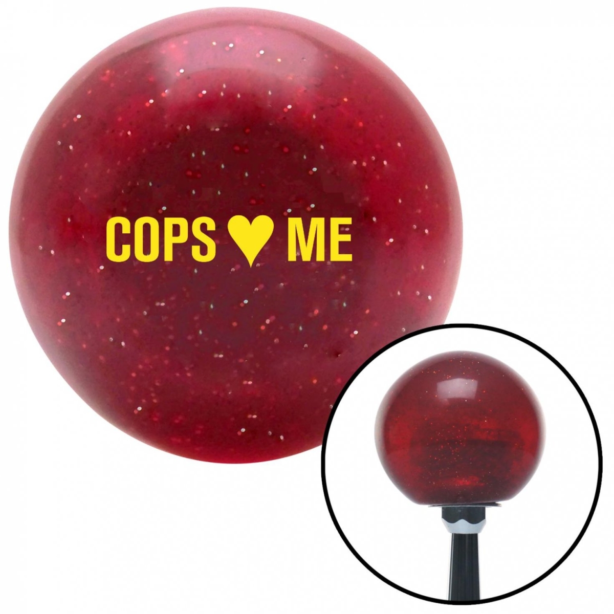American Shifter 56160 Yellow Cops 3 Me Red Metal Flake Shift Knob with M16 x 1.5 Insert Shifter Auto