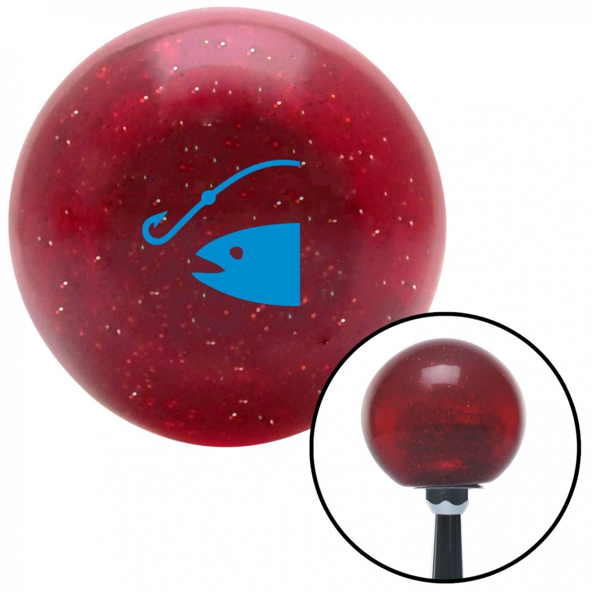American Shifter 55665 Blue Fish & a Hook Red Metal Flake Shift Knob with M16 x 1.5 Insert Shifter Auto