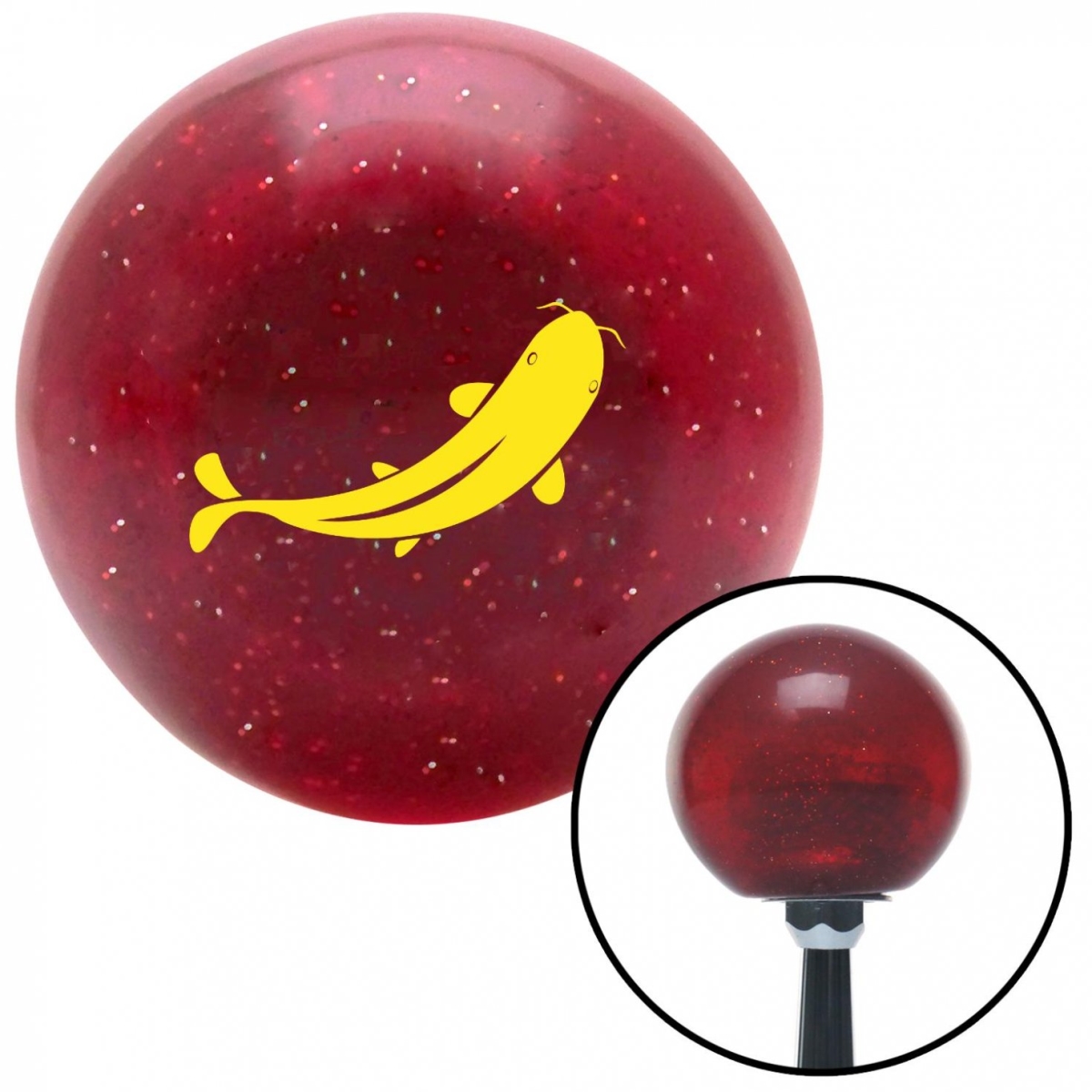 American Shifter 56832 Yellow Killer Whale Red Metal Flake Shift Knob with M16 x 1.5 Insert Shifter Auto