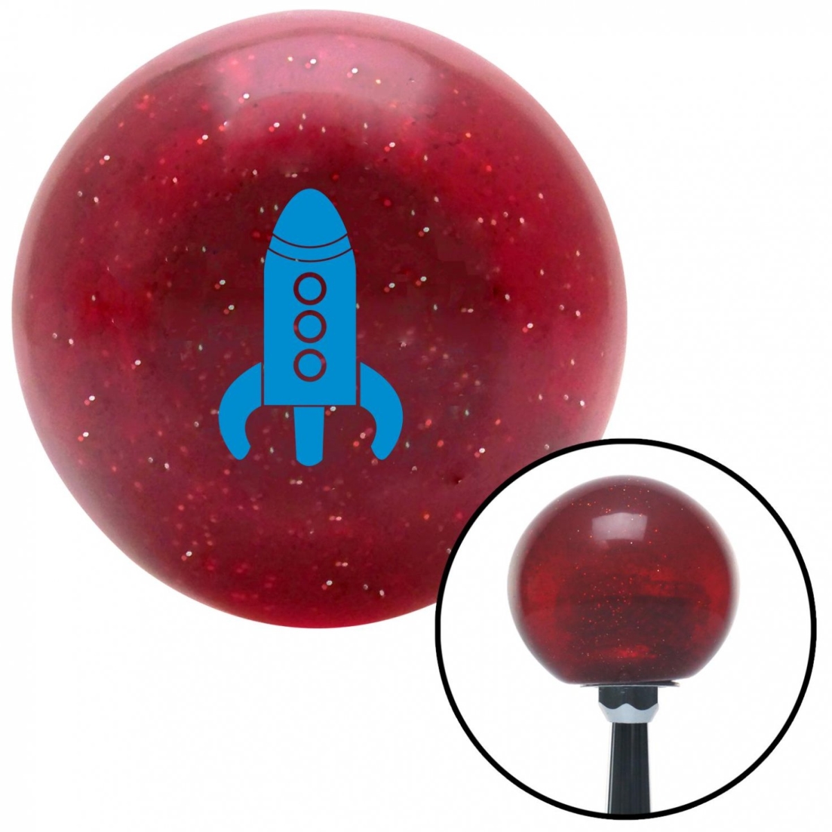 American Shifter 56493 Blue Space Ship Red Metal Flake Shift Knob with M16 x 1.5 Insert Shifter Auto Brody