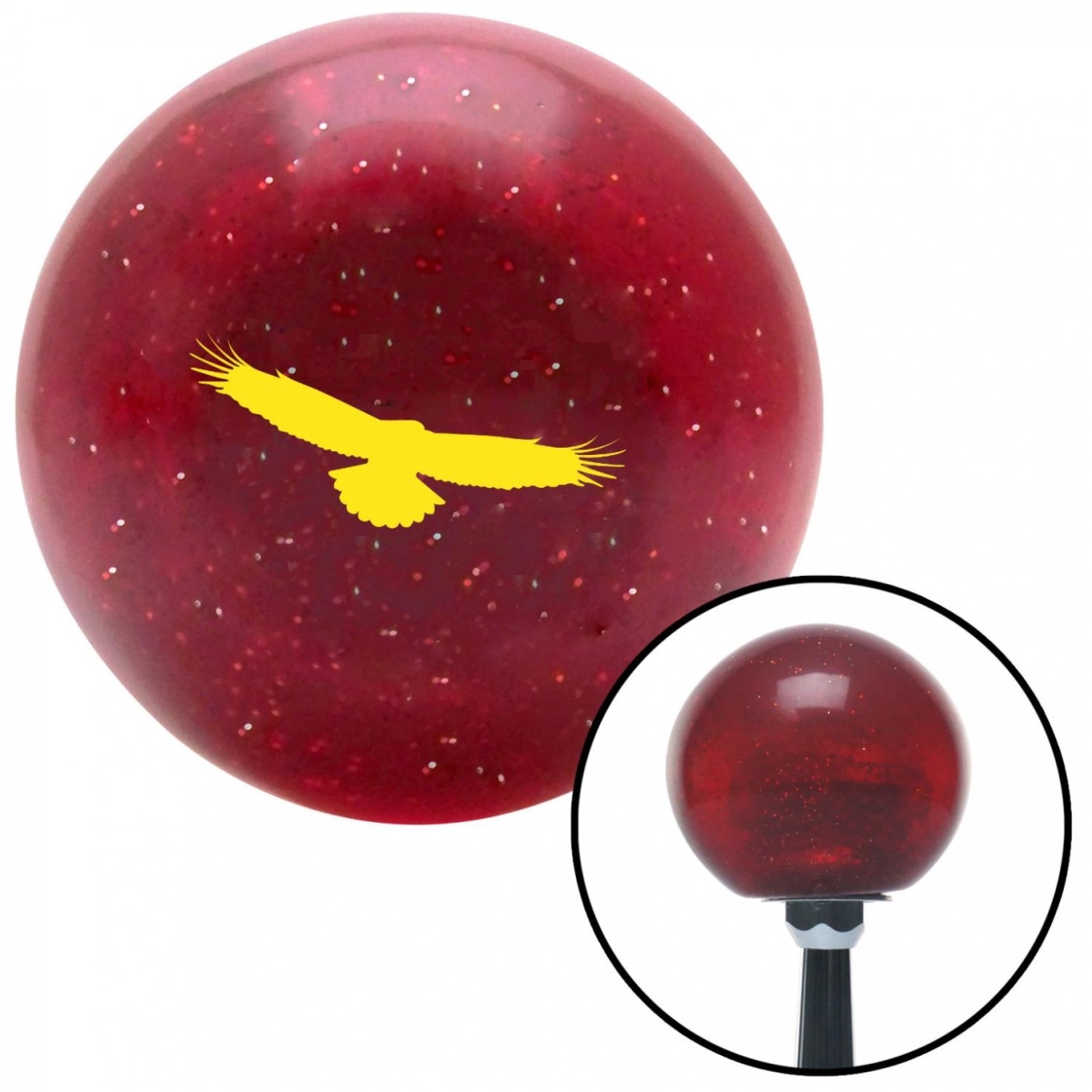 American Shifter 58464 Yellow Eagle Red Metal Flake Shift Knob with M16 x 1.5 Insert Shifter Auto Manual