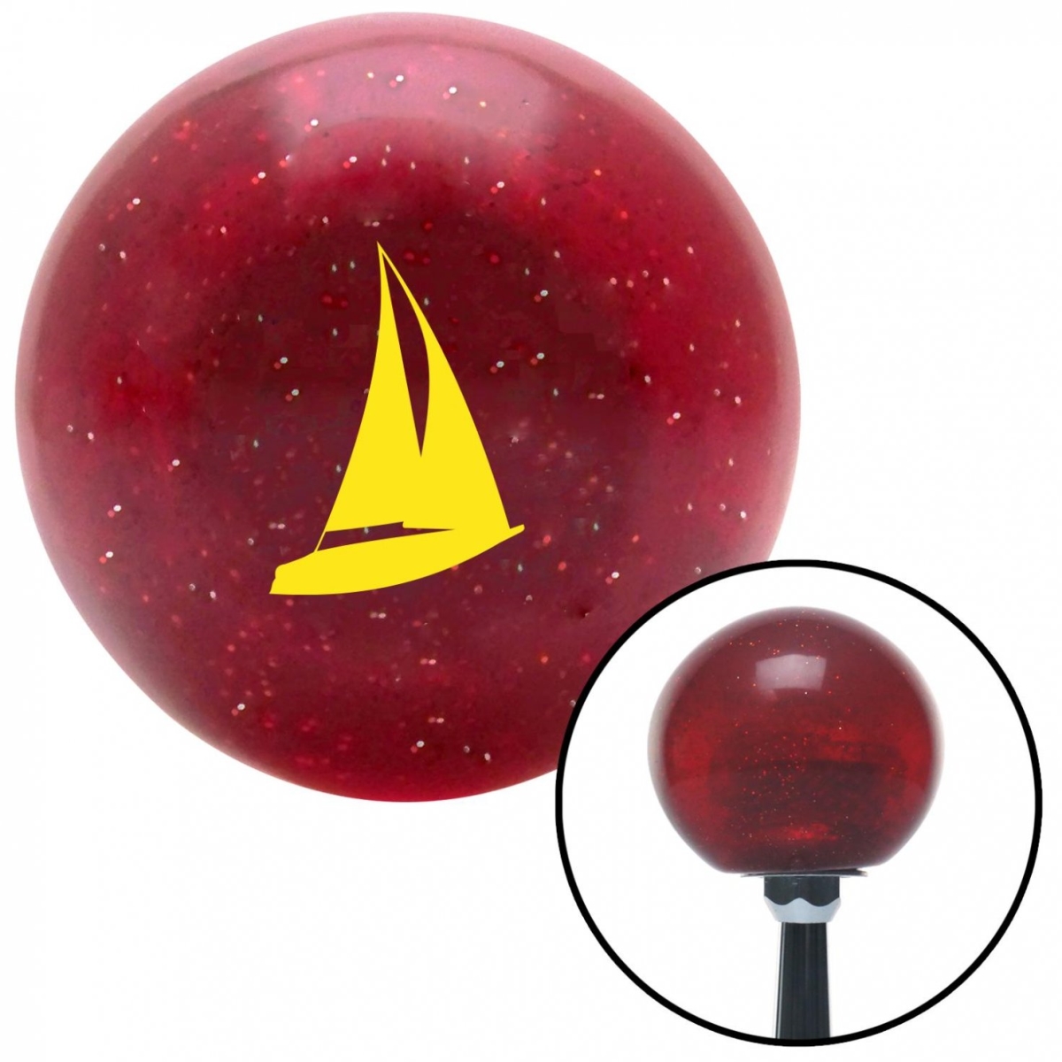 American Shifter 57095 Yellow Sail Boat Red Metal Flake Shift Knob with M16 x 1.5 Insert Shifter Auto Brody