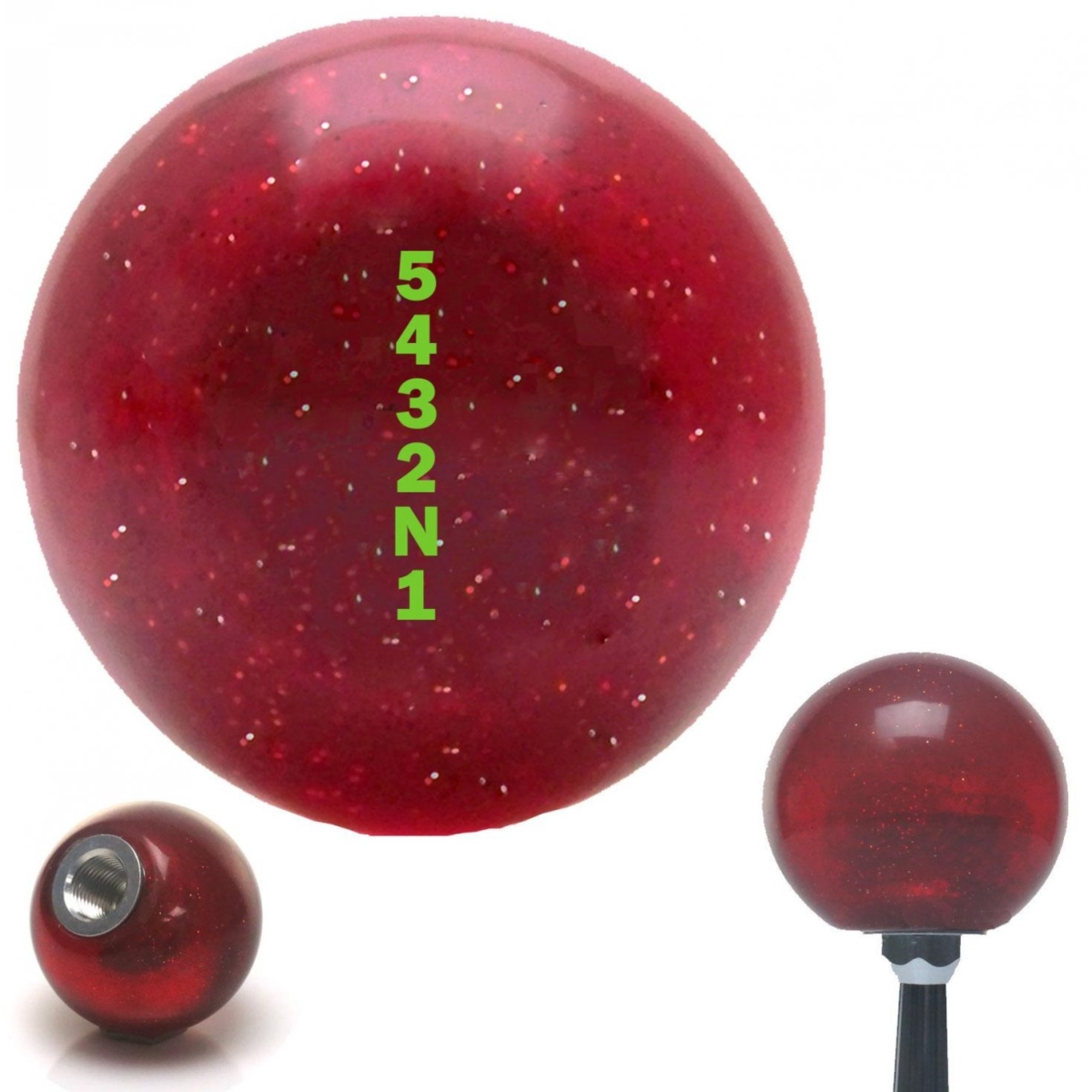 American Shifter 59958 Green 5432N1 Shift Pattern Red Metal Flake Shift Knob with M16 x 1.5 Insert Auto