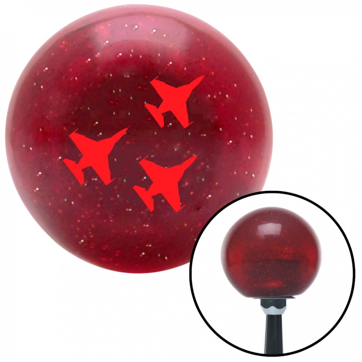 American Shifter 58524 Red Jets Red Metal Flake Shift Knob with M16 x 15 Insert Shifter Auto Manual Brody