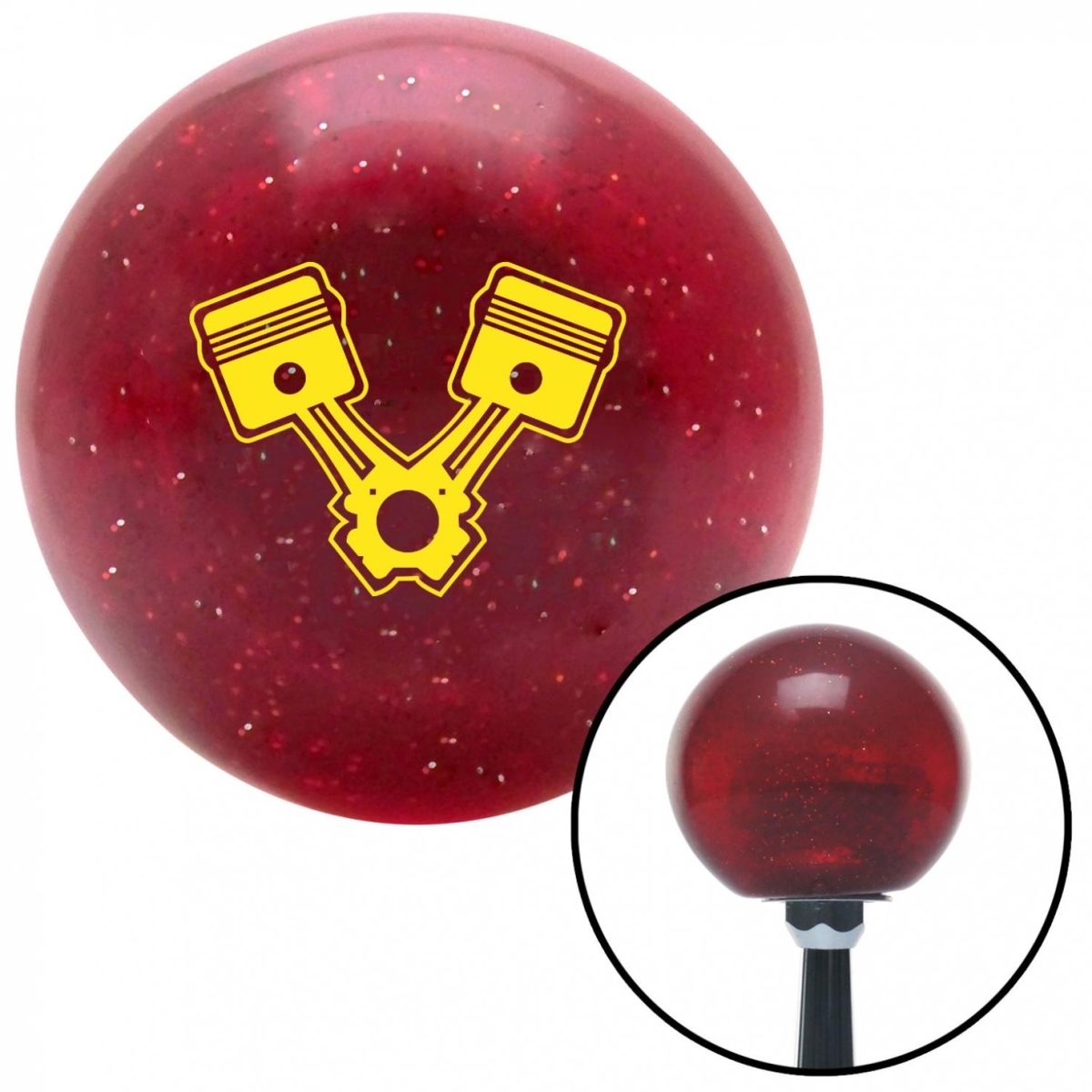 American Shifter 54629 Yellow Pistons Red Metal Flake Shift Knob with M16 x 1.5 Insert Shifter Auto Manual